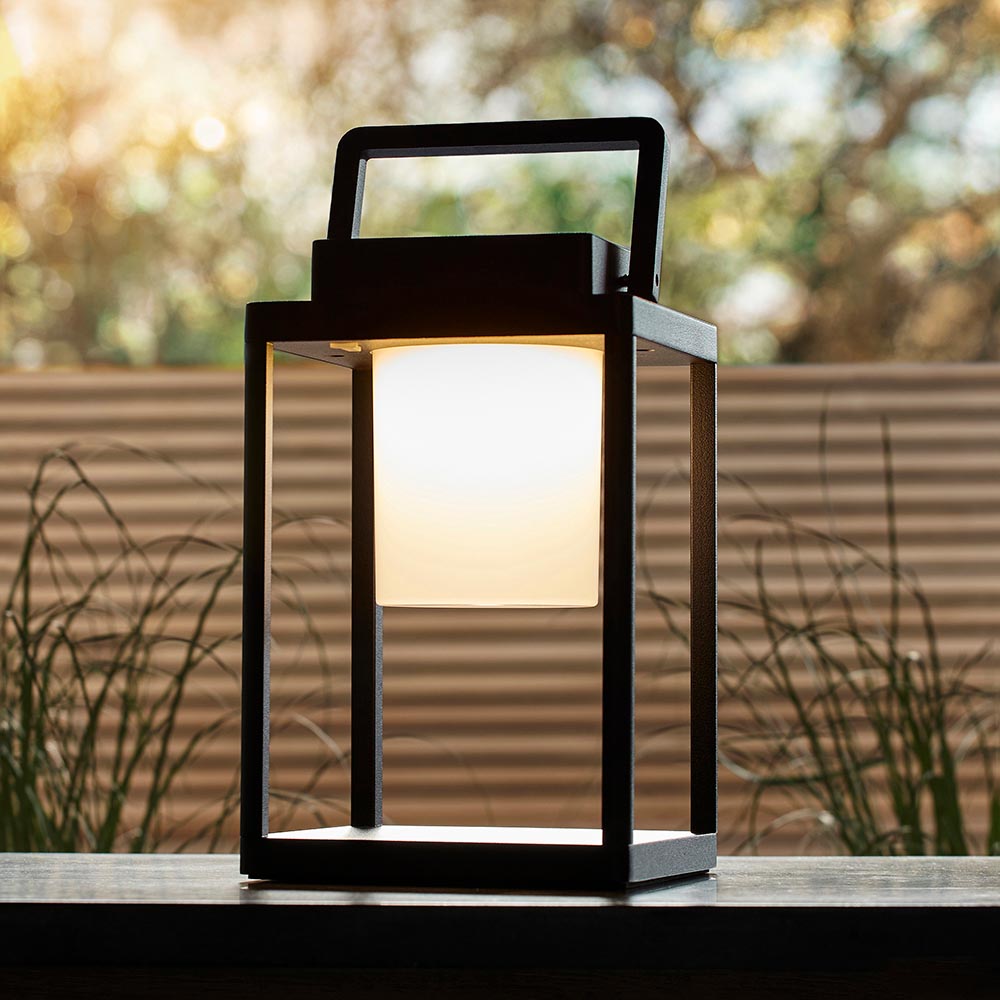 Voyage Rechargeable Black Outdoor Table Lamp - IP44 by Endon Lighting — suits living rooms, bedrooms & offices