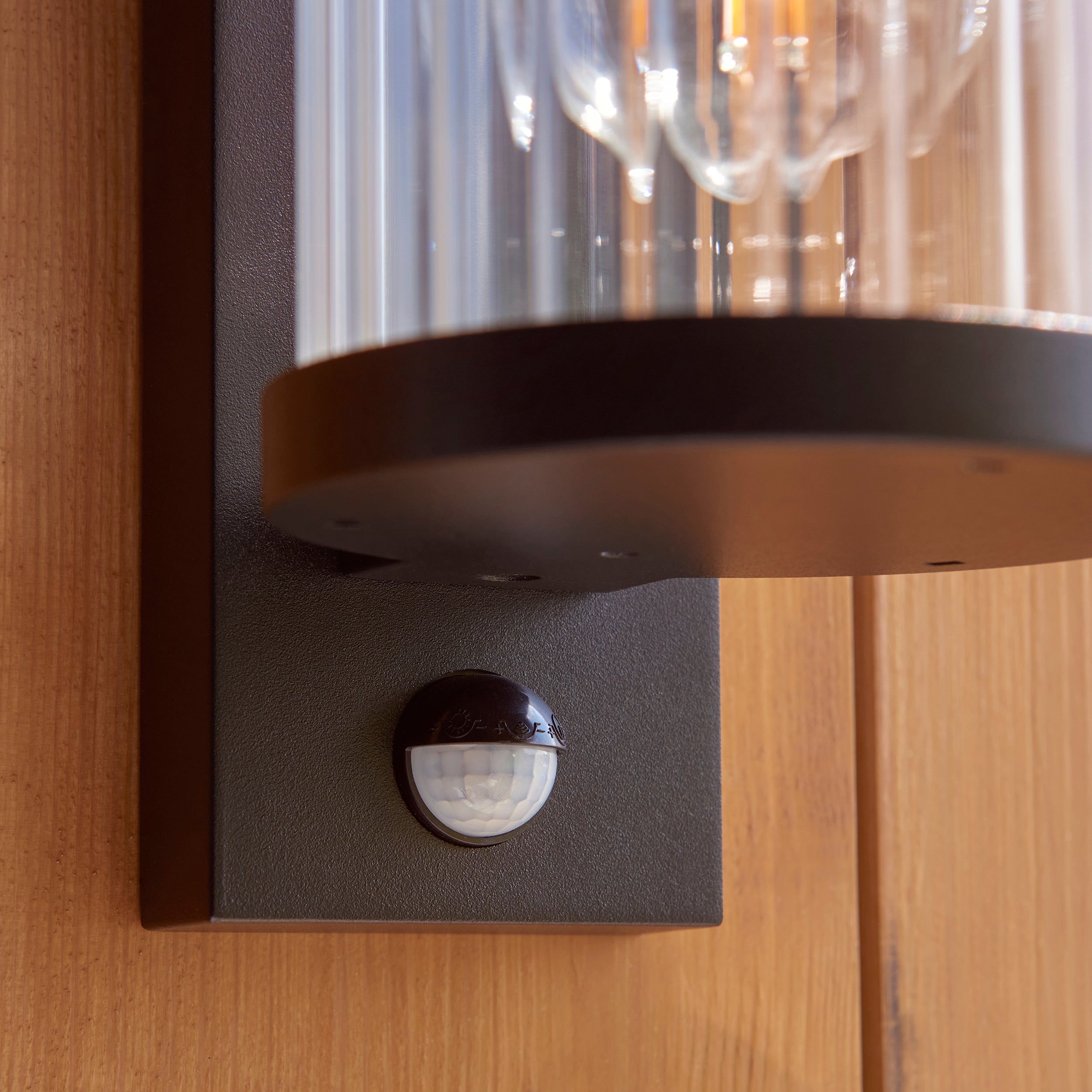 Newcombe Black PIR Outdoor Black Wall Light