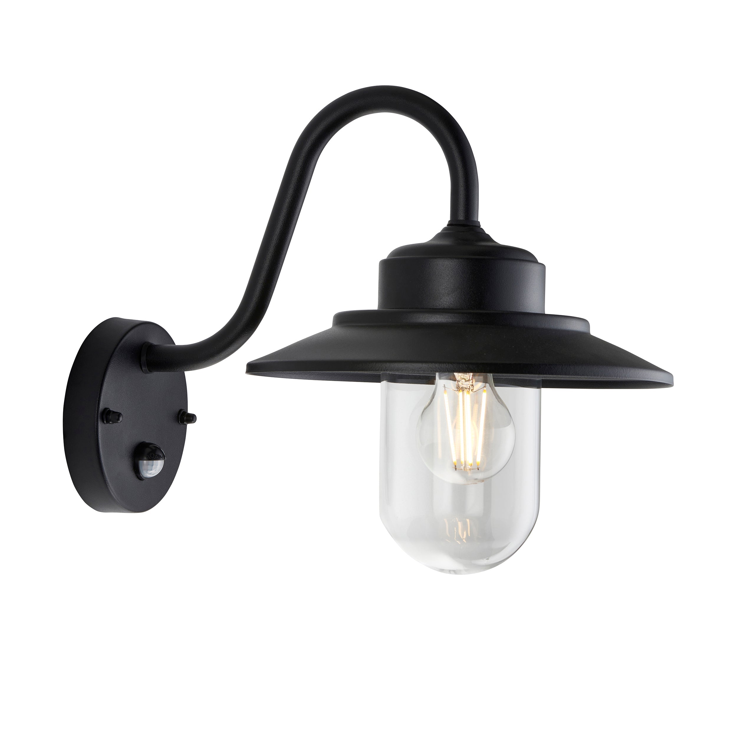Thornton PIR Black Outdoor Wall Light - IP44 120556 by Endon Lighting
