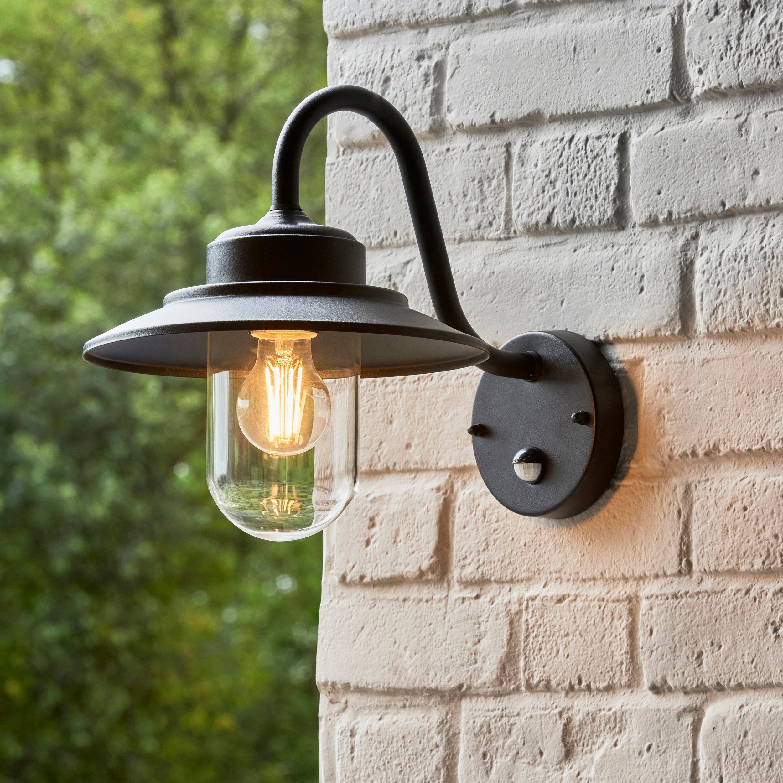 Thornton PIR Black Outdoor Wall Light - IP44