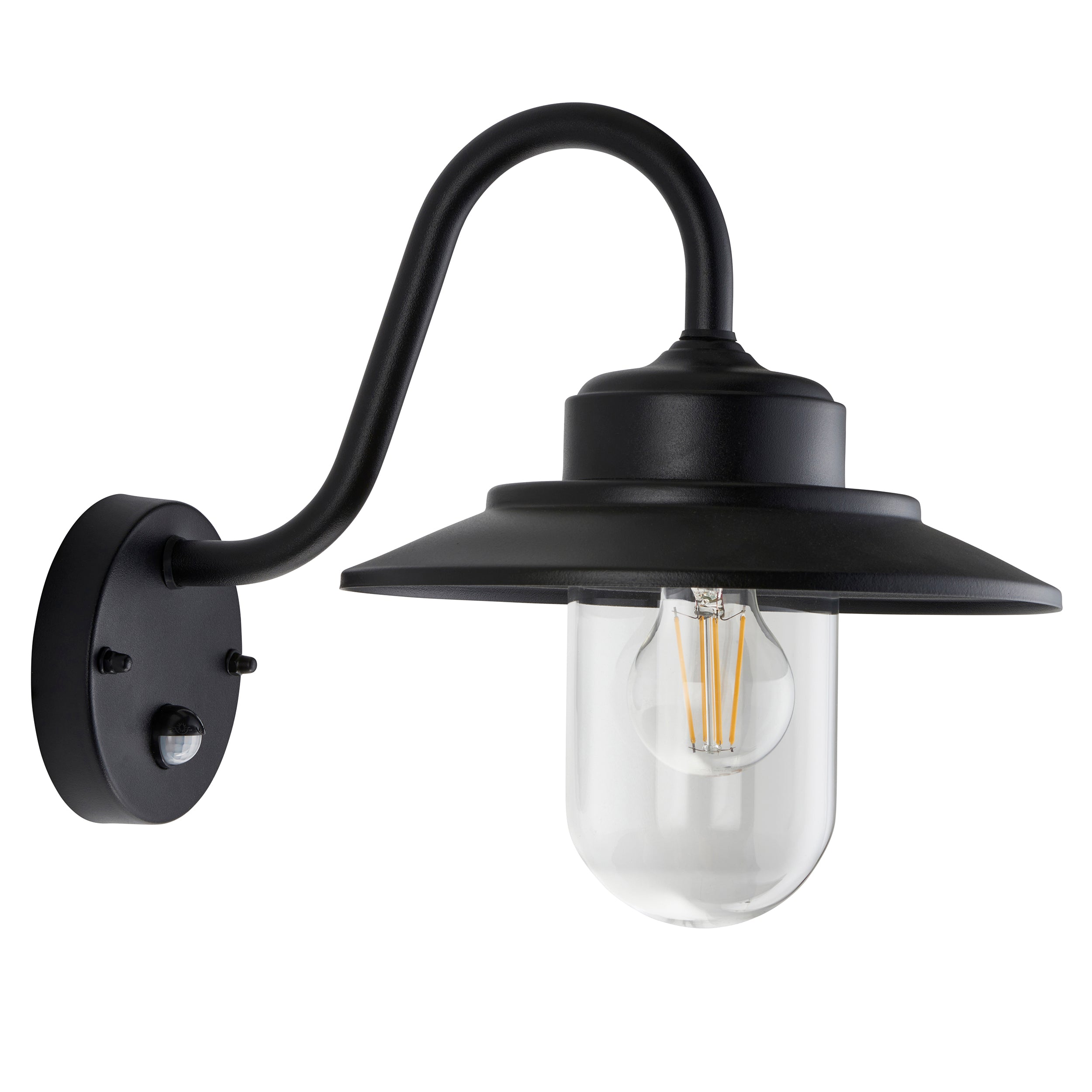 Thornton PIR Black Outdoor Wall Light - IP44