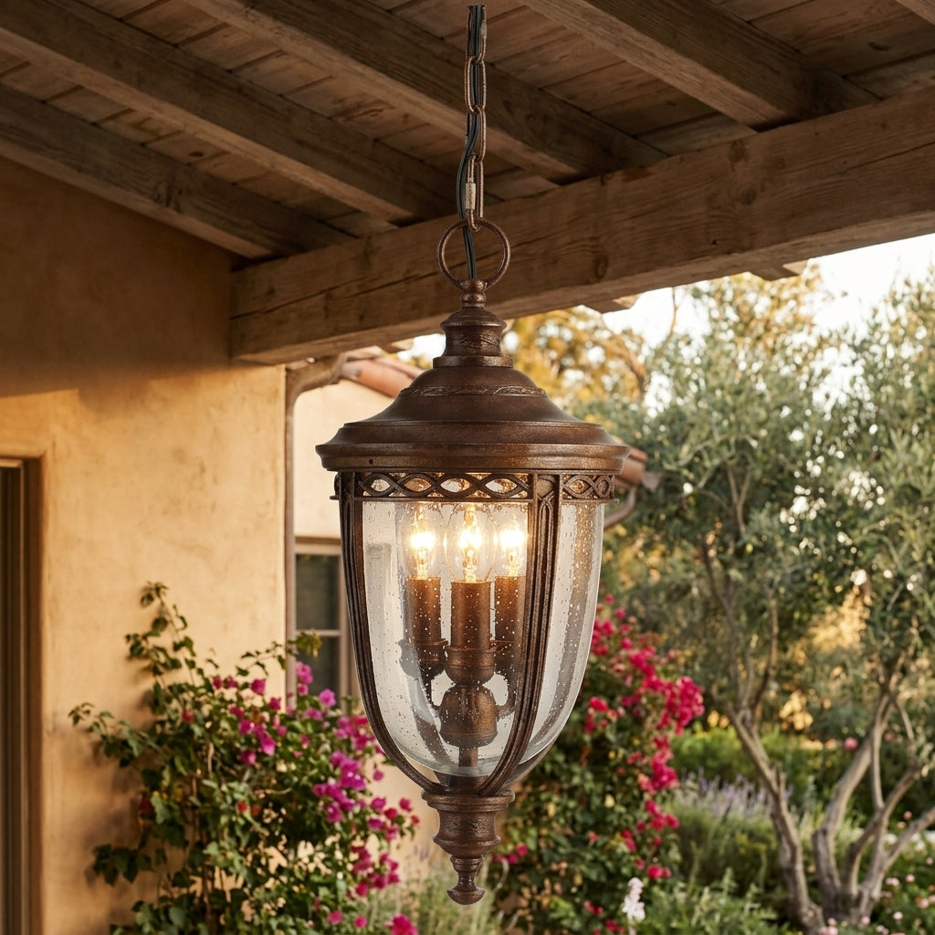 Elstead English Bridle British Bronze Finish Medium Outdoor Pendant Lantern FE/EB8/M BRB