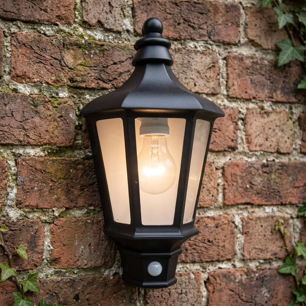 Lutec Cotswold PIR Black Outdoor Wall Light