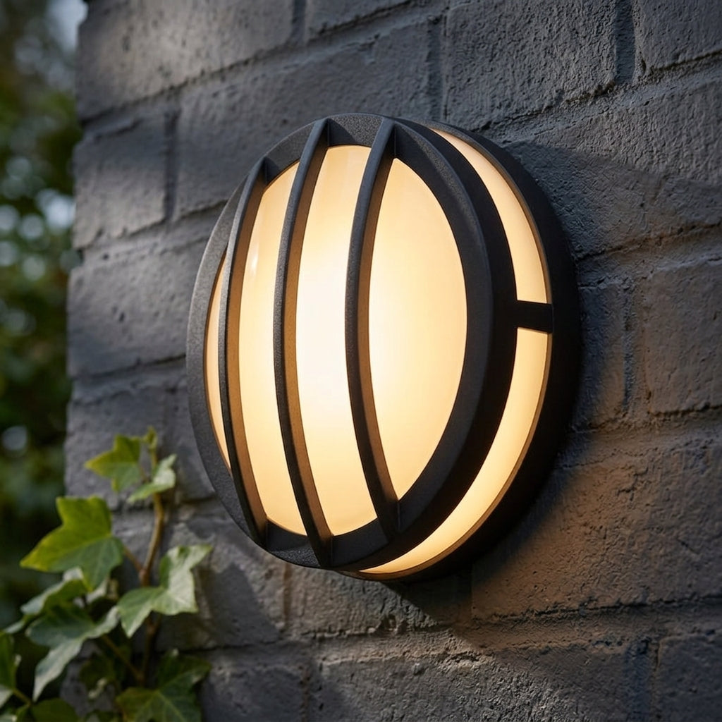Elstead Sven Round Graphite Outdoor Wall Light