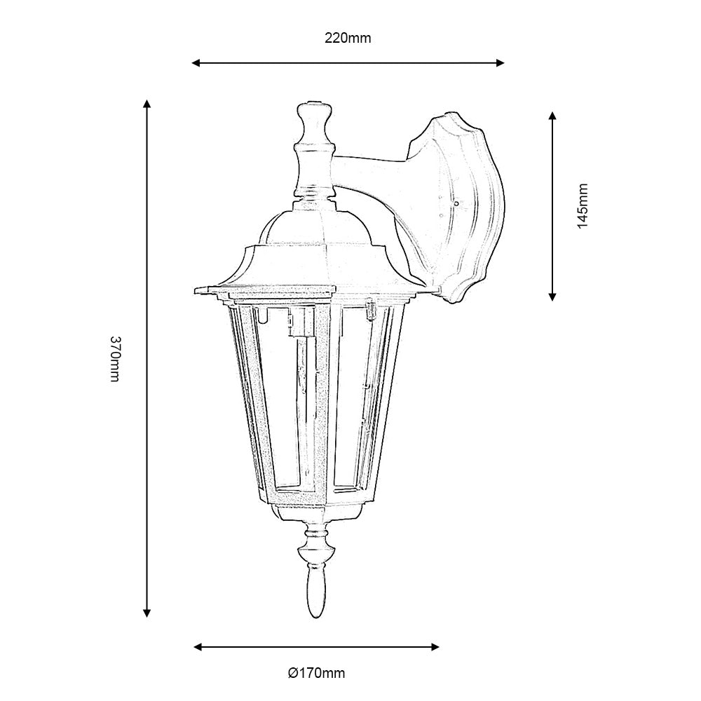 Oaks Haxby Black Finish Outdoor Downlighter Wall Light 171 DOWN BK