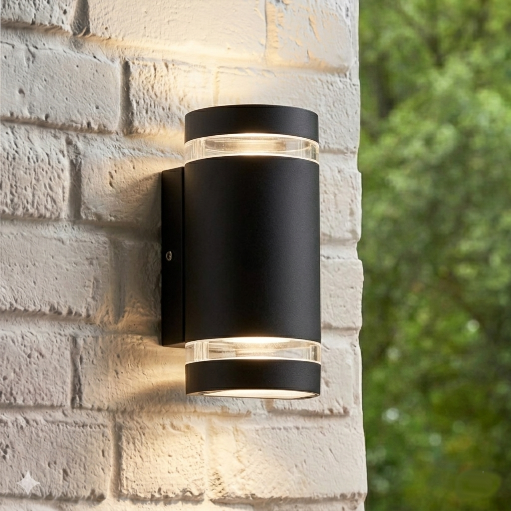 Sheffield Outdoor & Porch Black Up & Down Wall Light by Searchlight Lighting — suits living rooms, bedrooms & hallways