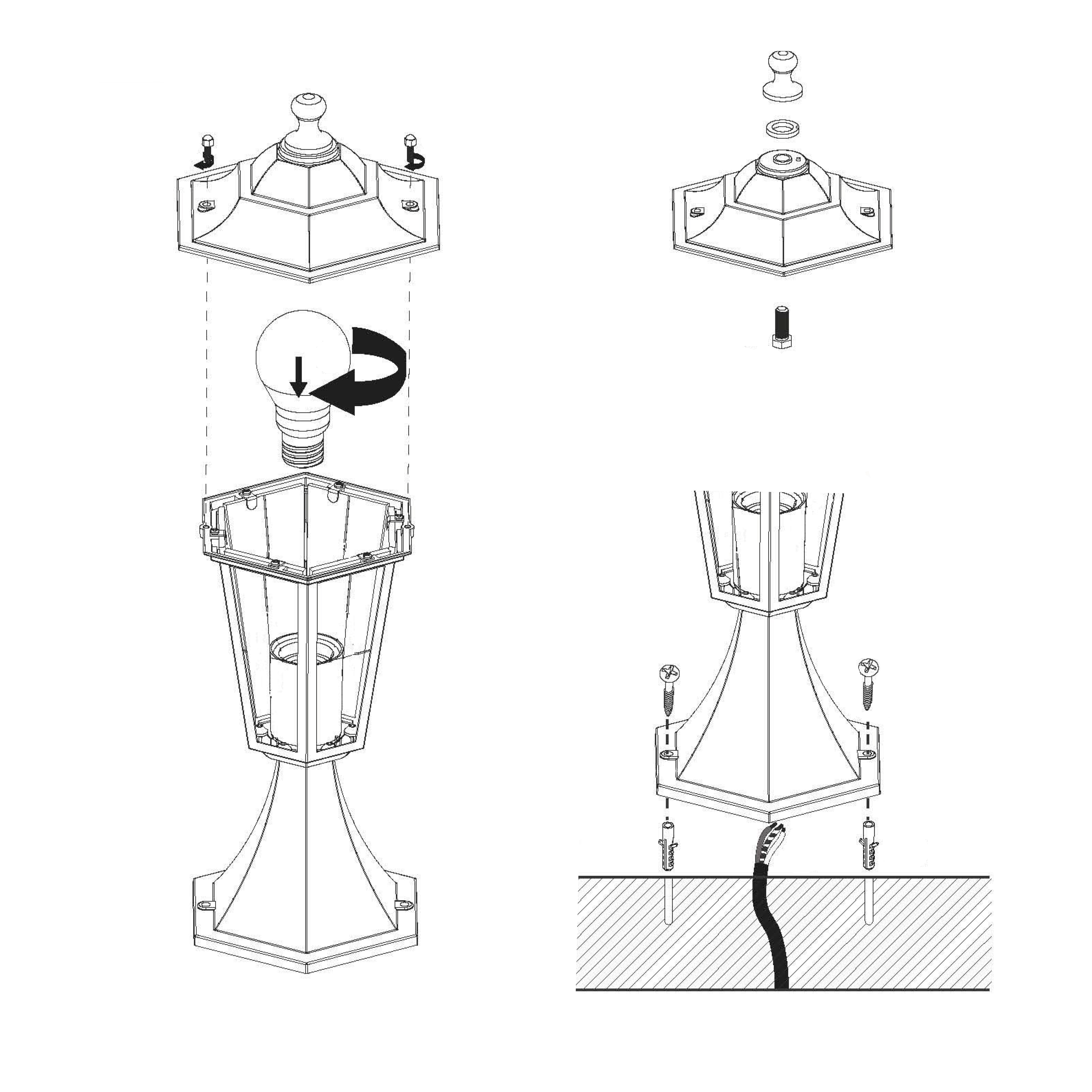 eglo laterna 4 ip44 black pedestal light hallway lighting 