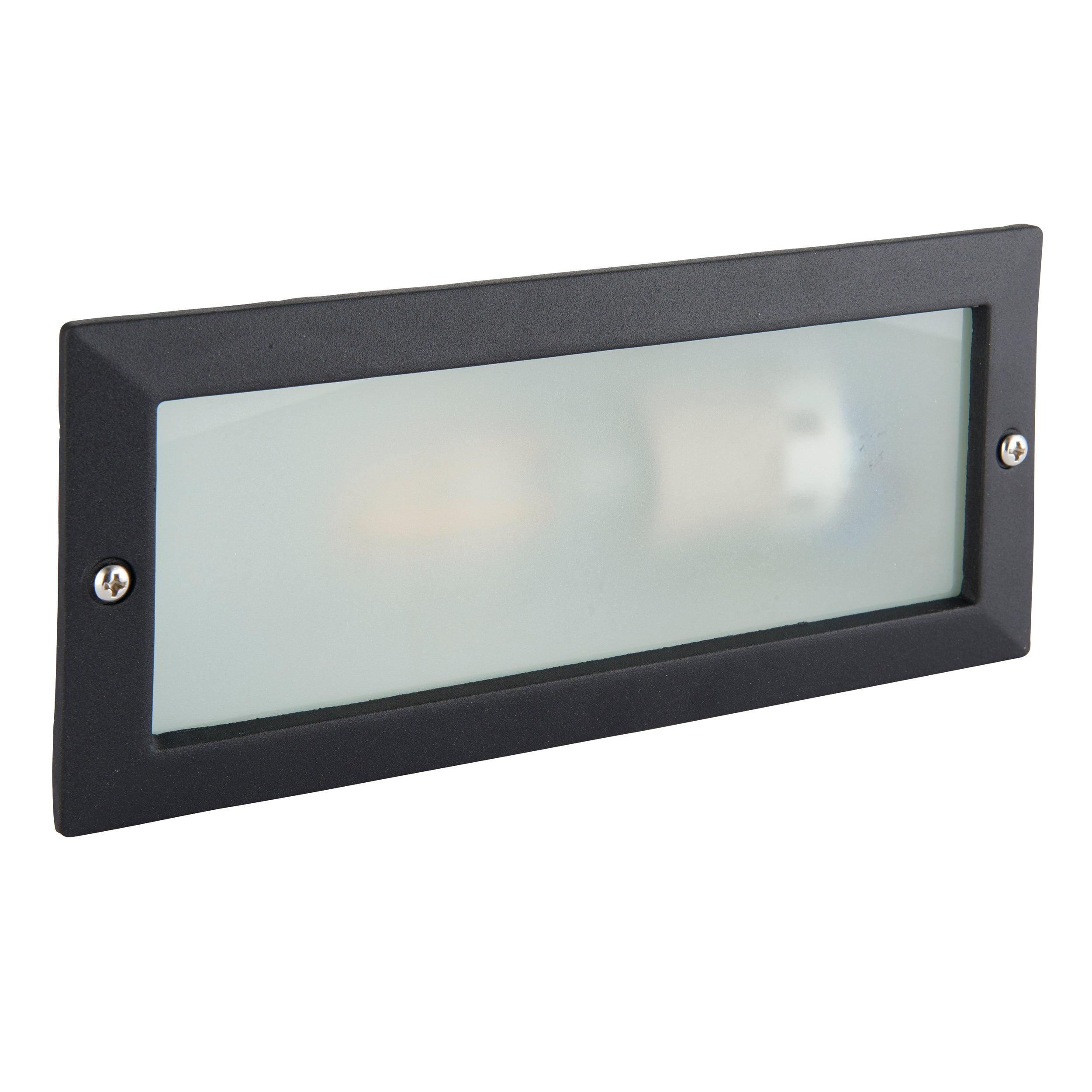 eco plain louvre black brick light ip44 40wby Saxby Lighting, close up image