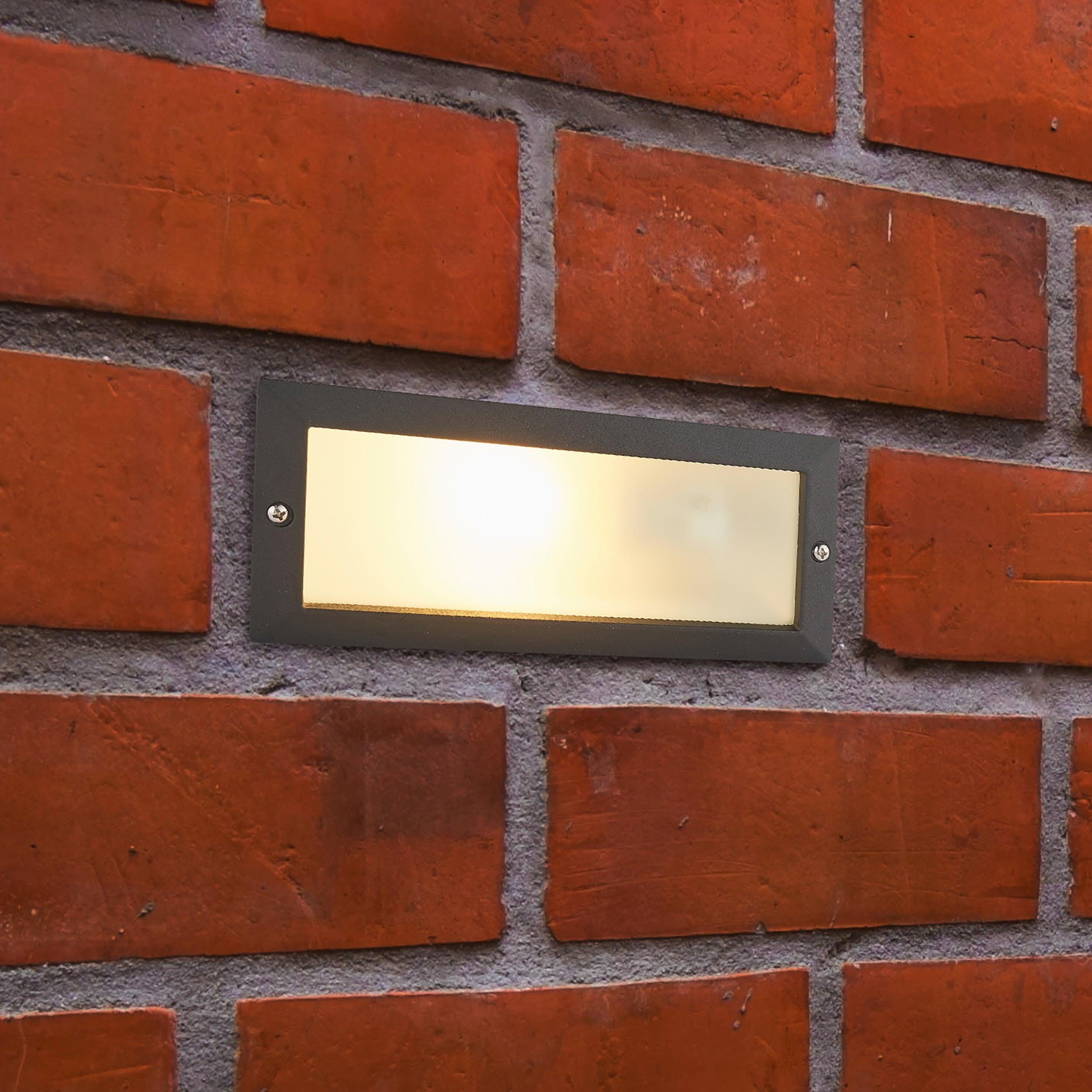eco plain louvre black brick light ip44 40w by saxby lighting, close up image 74