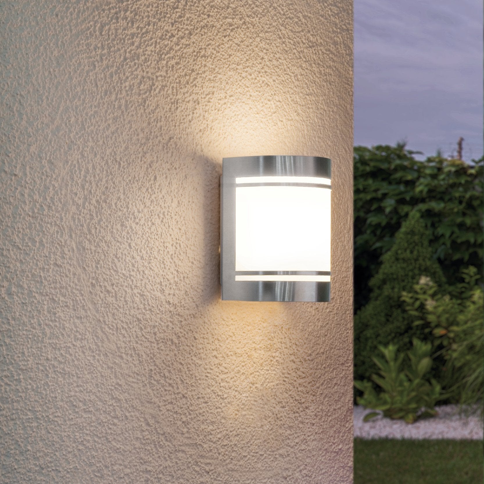 eglo cerno stainless steel curved outdoor wall light
