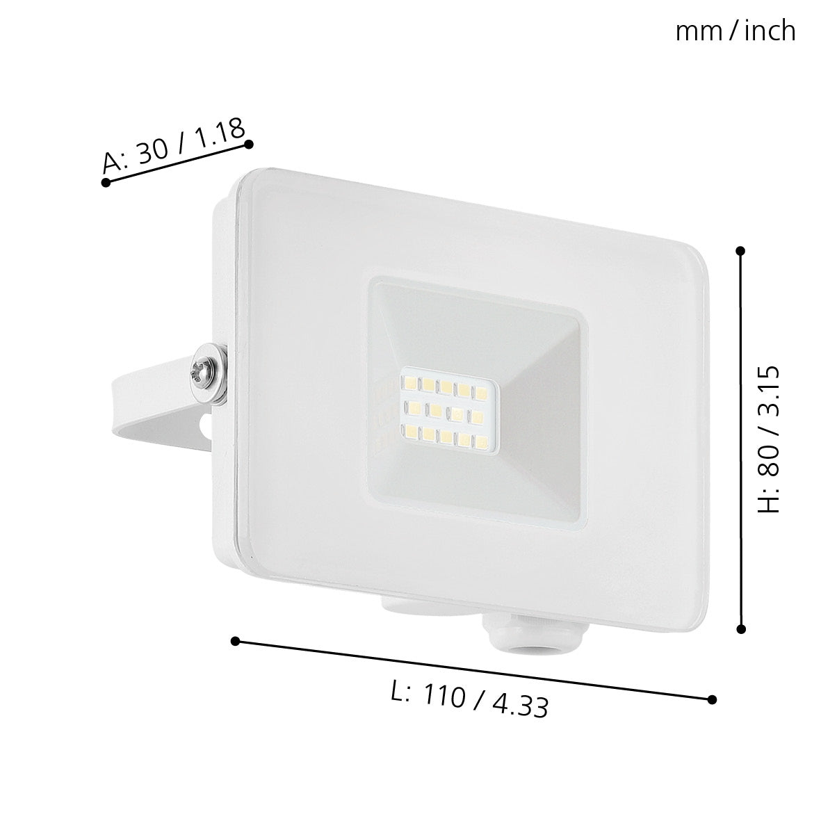 eglo faedo 3 white ip65 led outdoor flood light 10w living room close up
