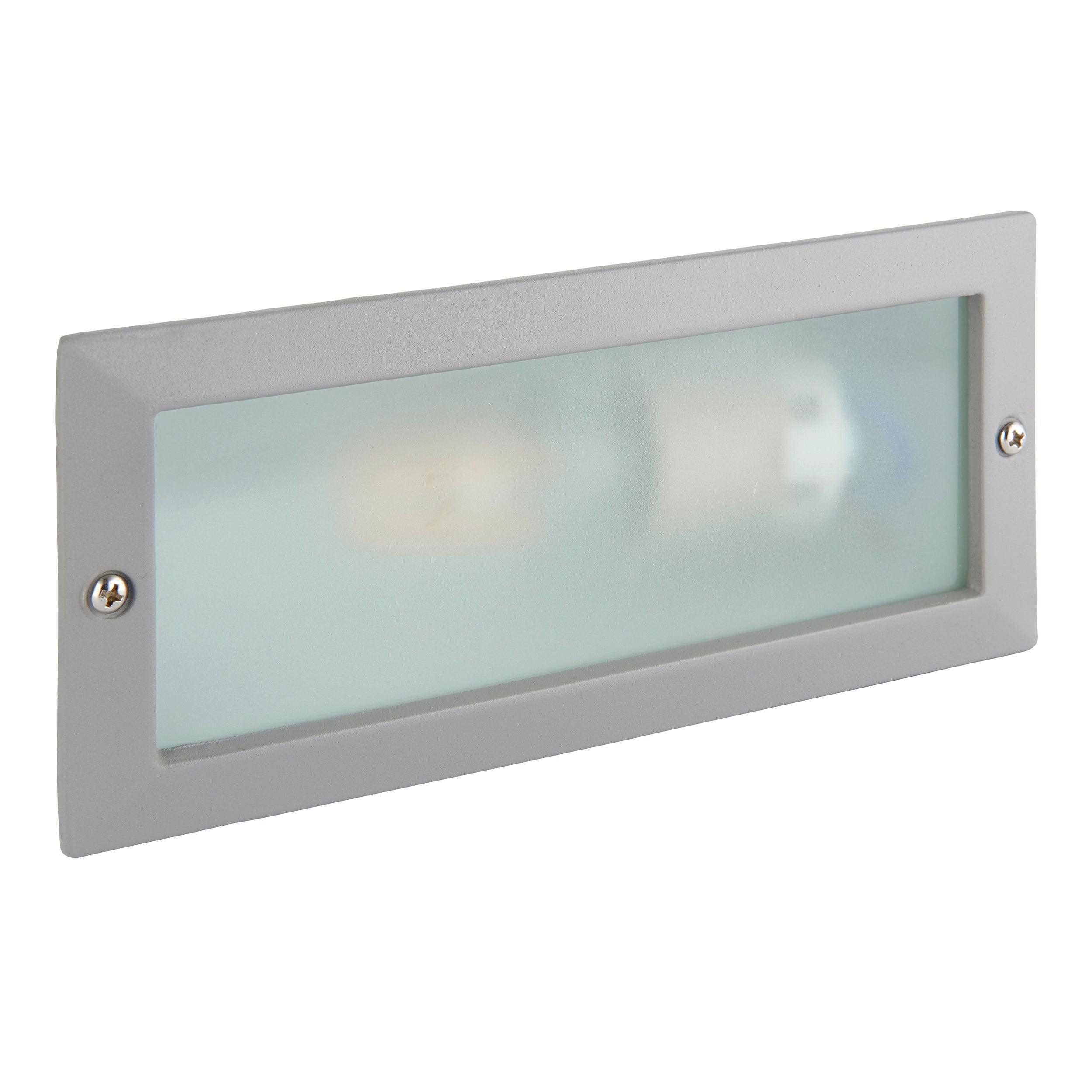 eco plain louvre grey brick light ip44 40wby Saxby Lighting, close up image