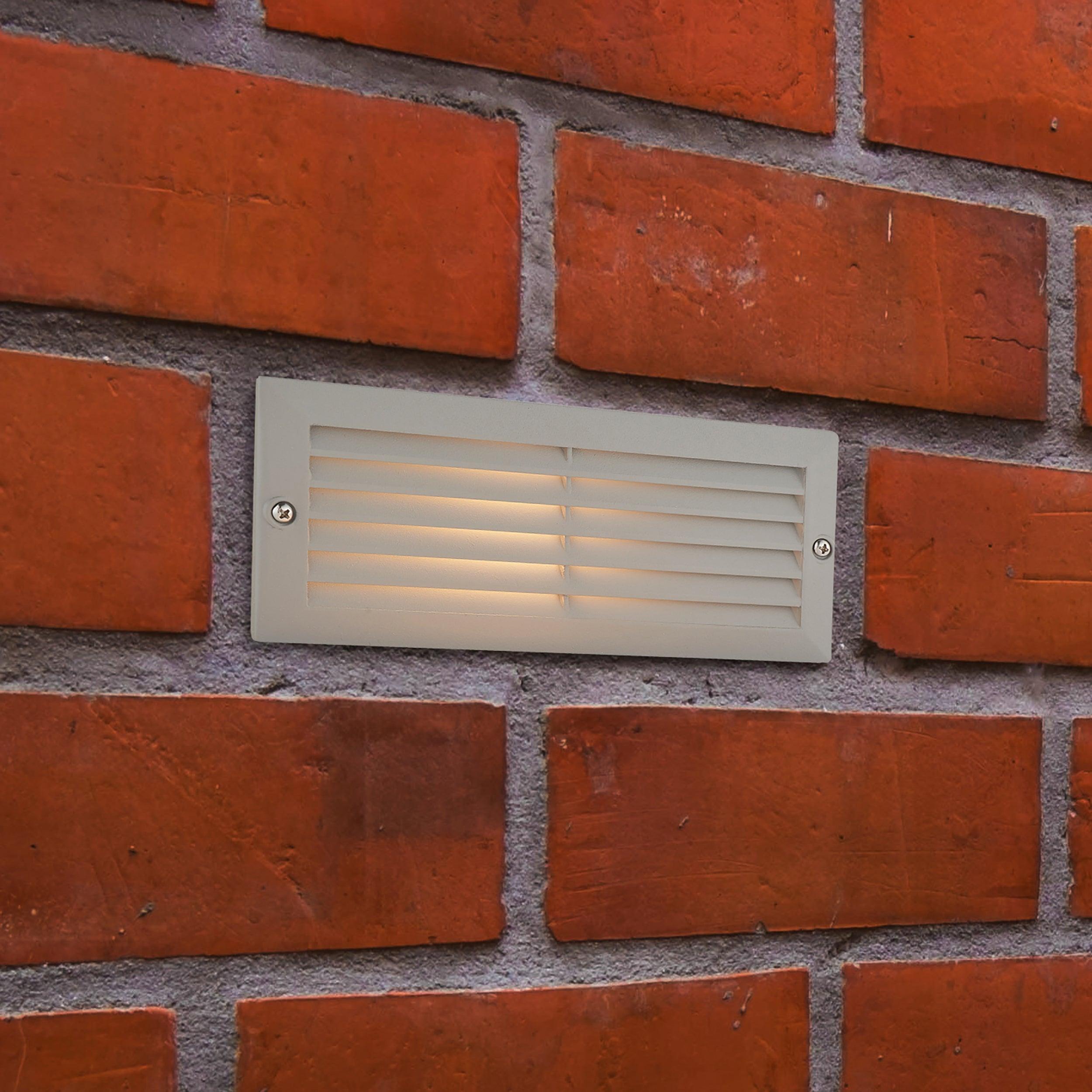 eco plain louvre grey brick light ip44 40w by saxby lighting, close up image 98