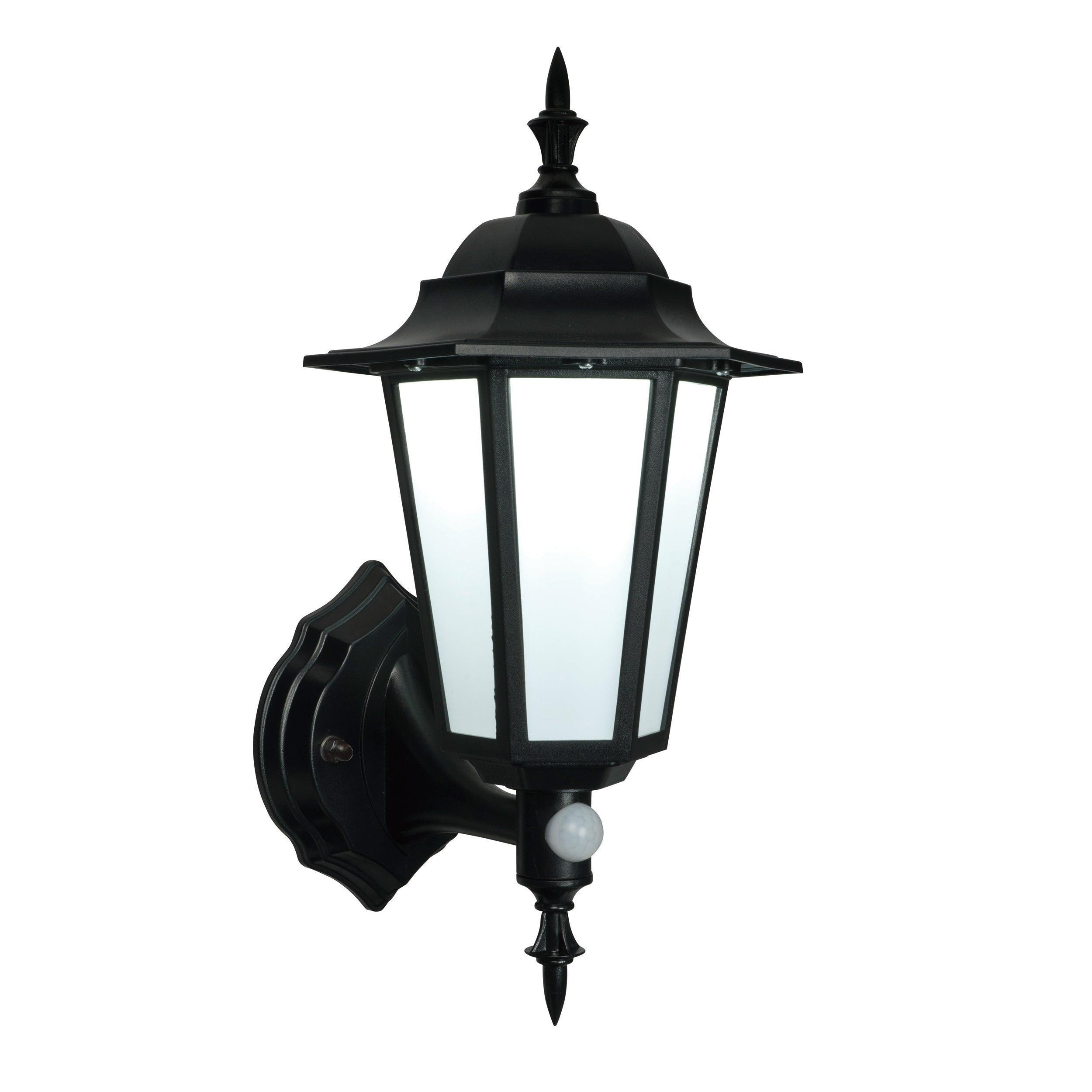 evesham black pir sensor outdoor wall light ip44 7wby saxby lighting
