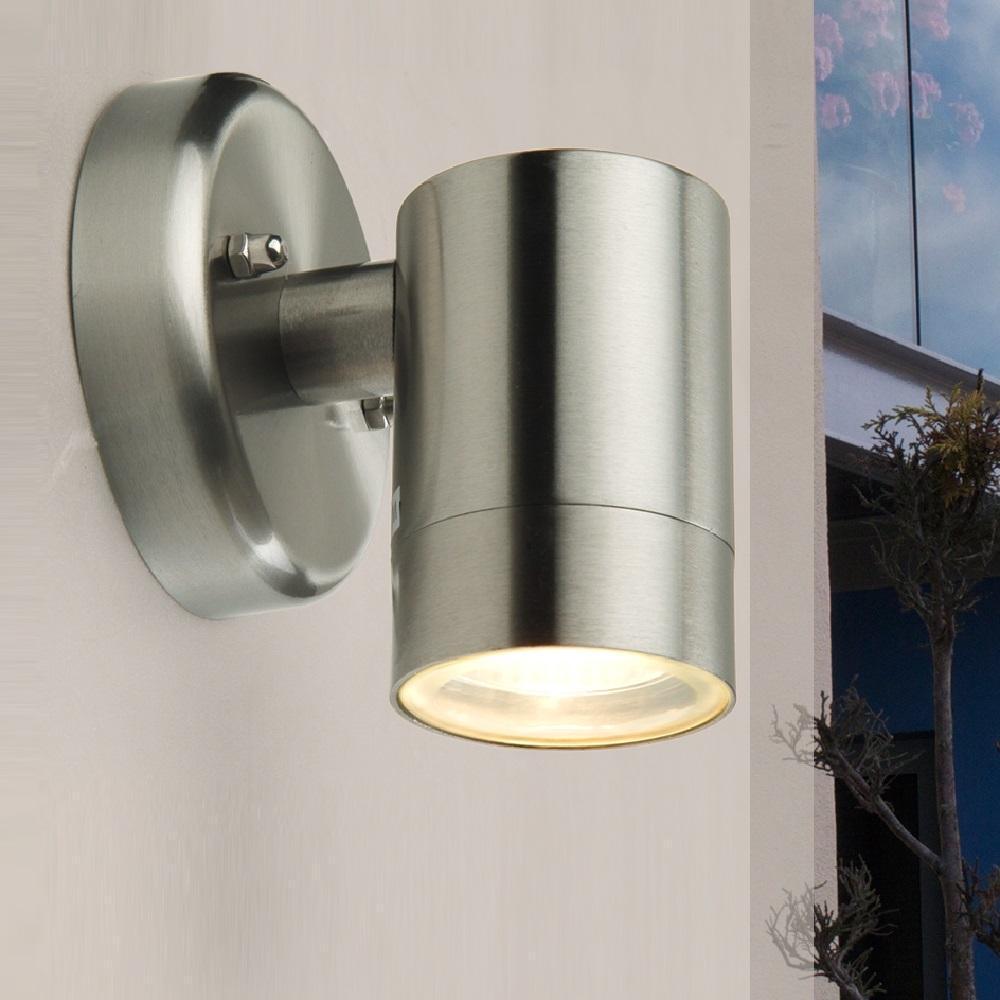 Lutec Rado Outdoor Down Silver Wall Light In Stainless Steel-clearance