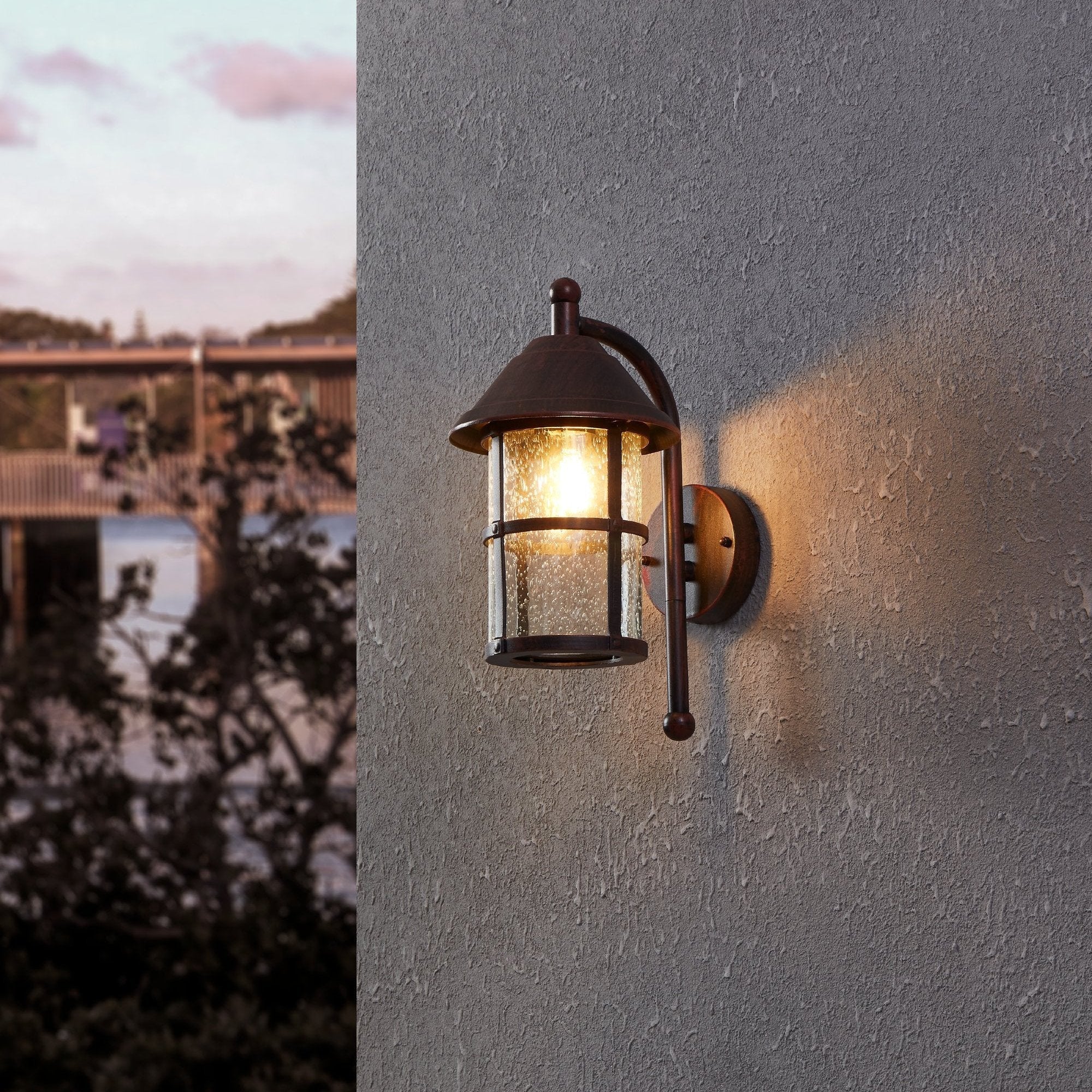 eglo san telmo ip23 antique brown outdoor wall light