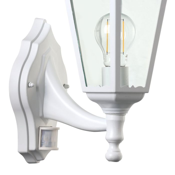 eglo navedo ip44 white pir upright lantern outdoor wall light hallway lighting 