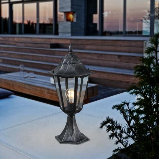 eglo navedo ip44 black silver pedestal light