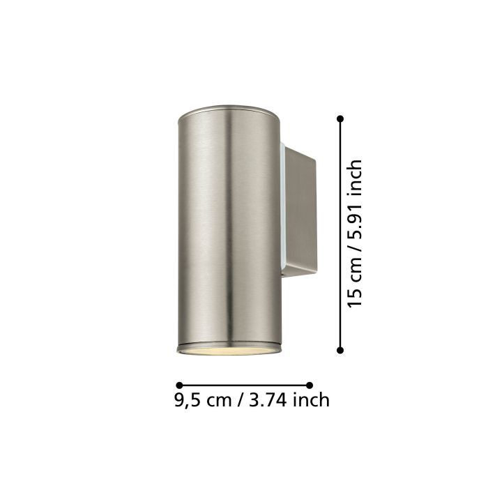 eglo riga stainless steel ip44 down outdoor wall light living room close up