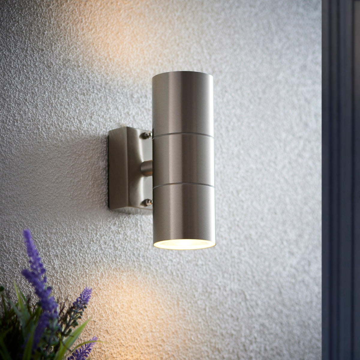 Endon Canon Polished Stainless Steel Finish Outdoor Up & Down Wall Light EL-40095