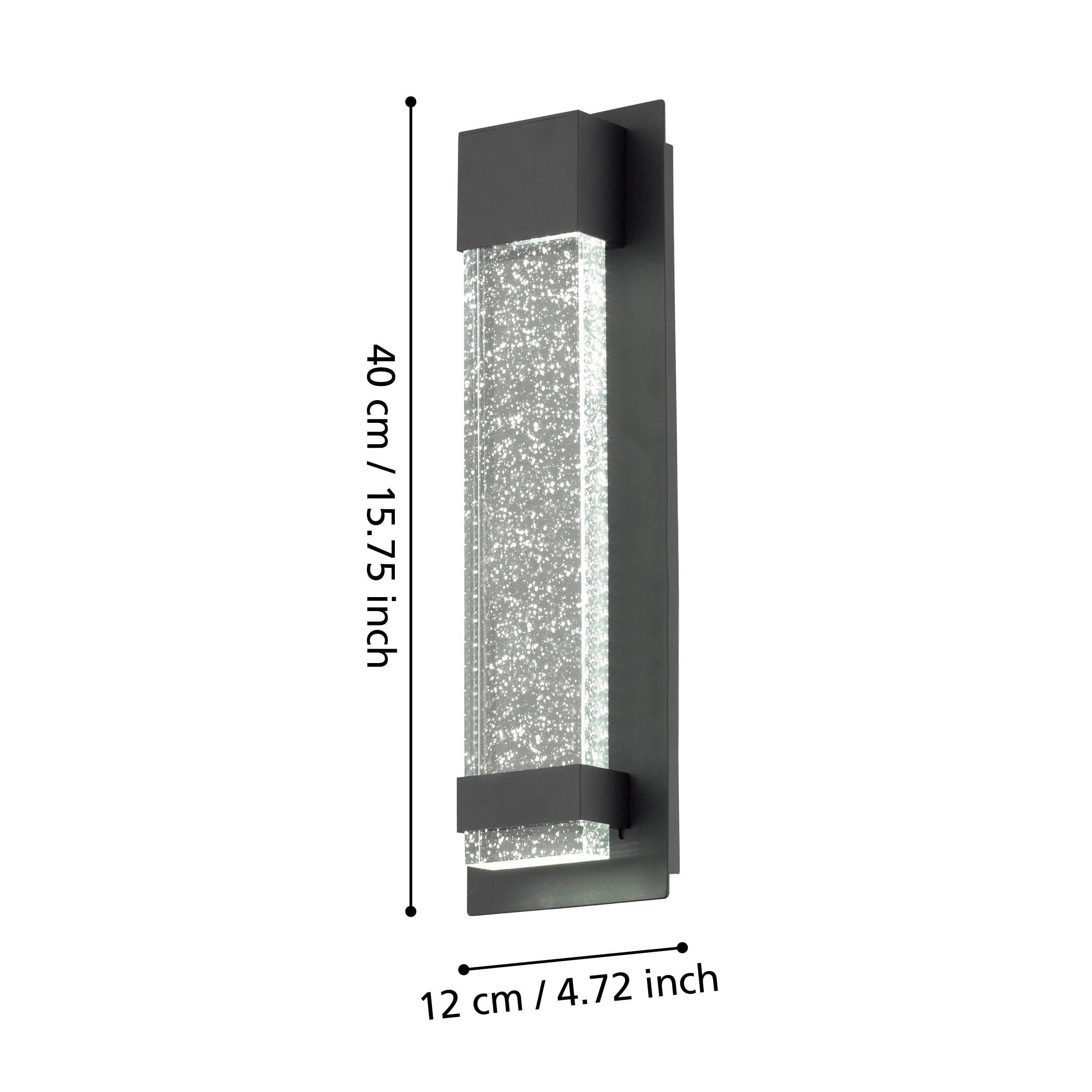 Eglo Villagrazia IP44 Black & Glass Outdoor LED Wall Light