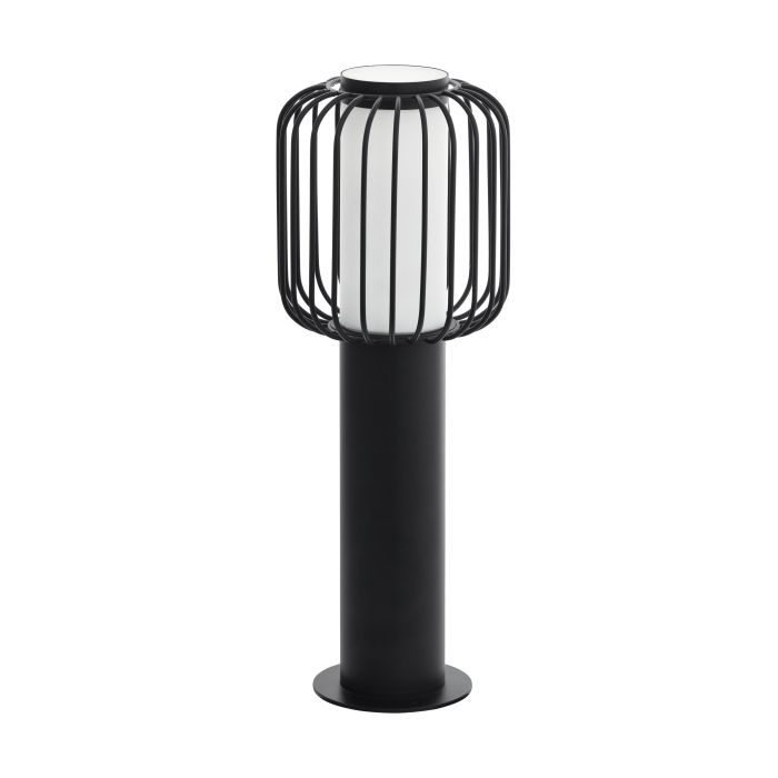 eglo ravello ip54 black pedestal light with wire shade