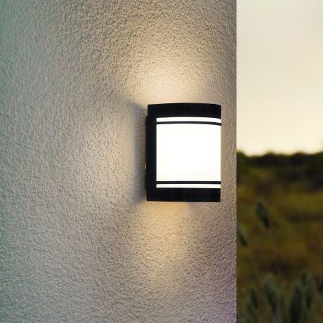 Eglo Cerno Black Curved Outdoor Wall Light - IP44