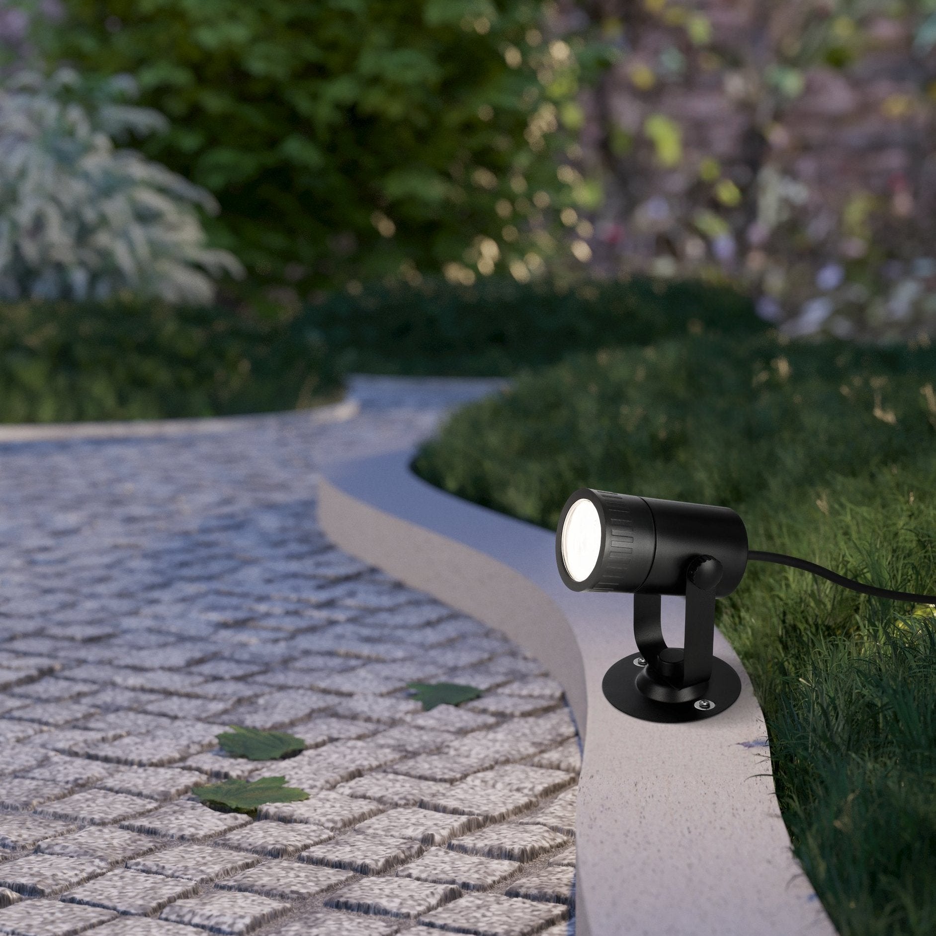 eglo nema z ip65 smart led outdoor ground spike light living room close up