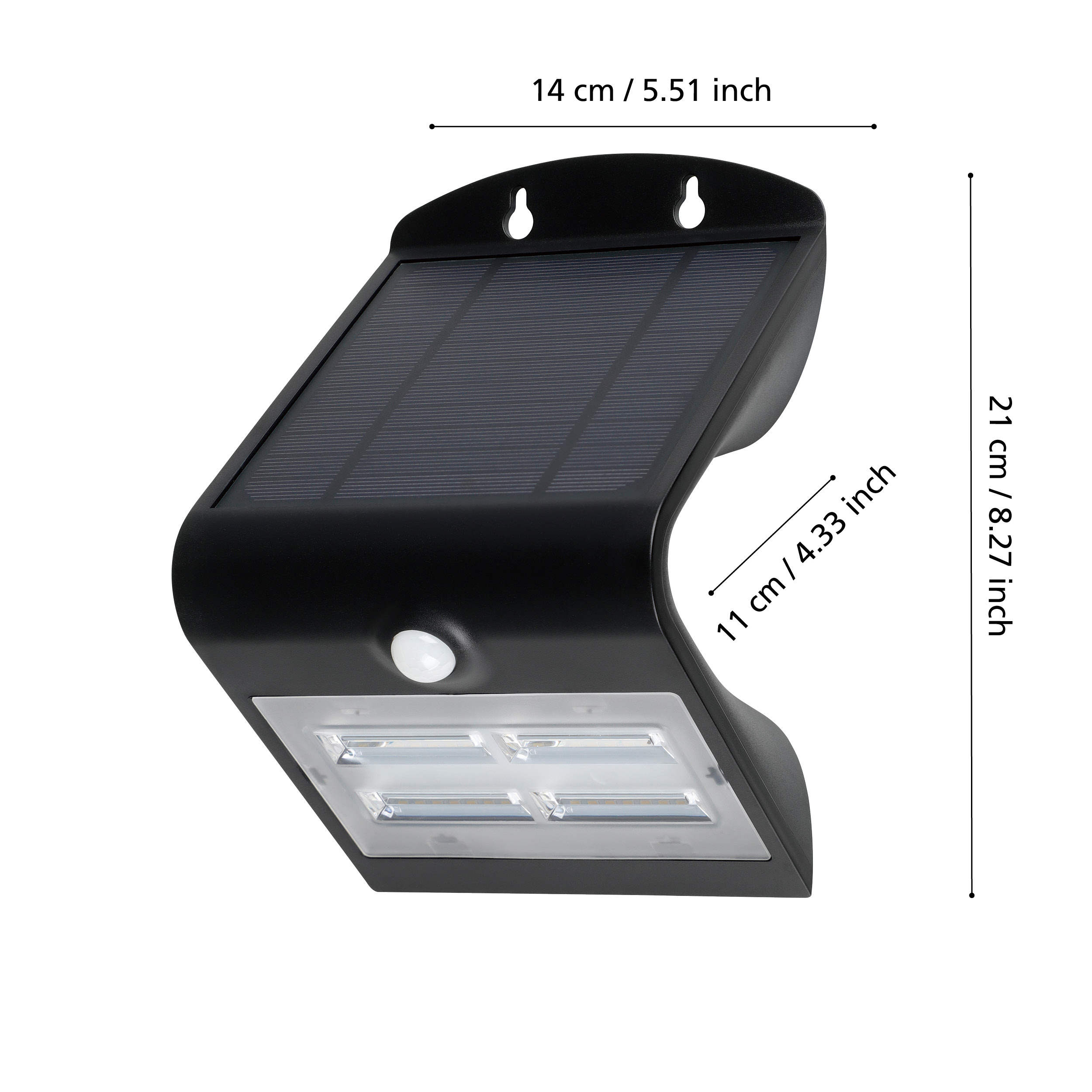 eglo lamozzo black solar powered wall light living room close up