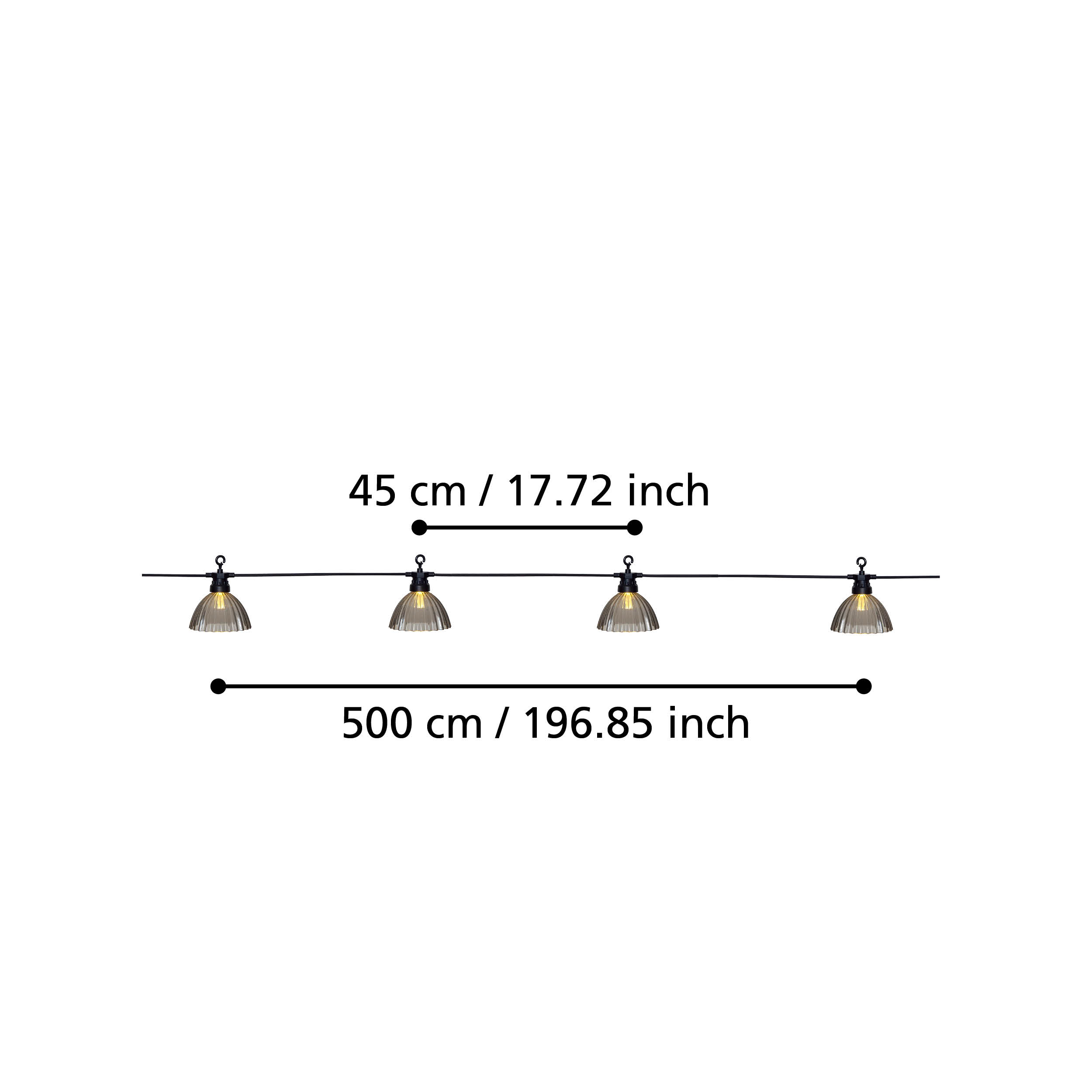 eglo cubone 12 light clear black shaded festoon party set ip44 living room close up