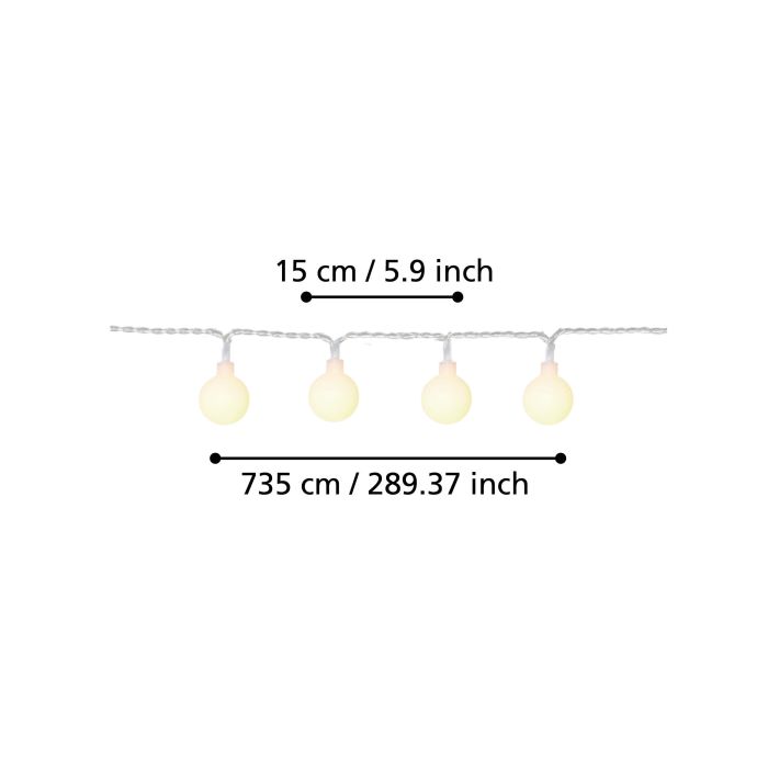 eglo libisa 50 light white bulb festoon outdoor party set ip44 Kitchen Lighting Close Up