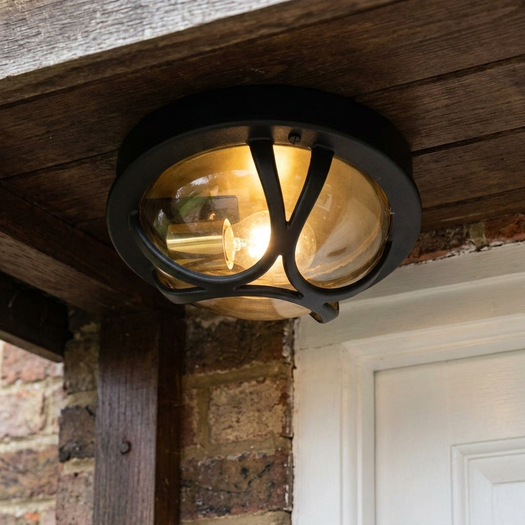 Oaks Holford Black Finish Outdoor Flush Light 210 BK