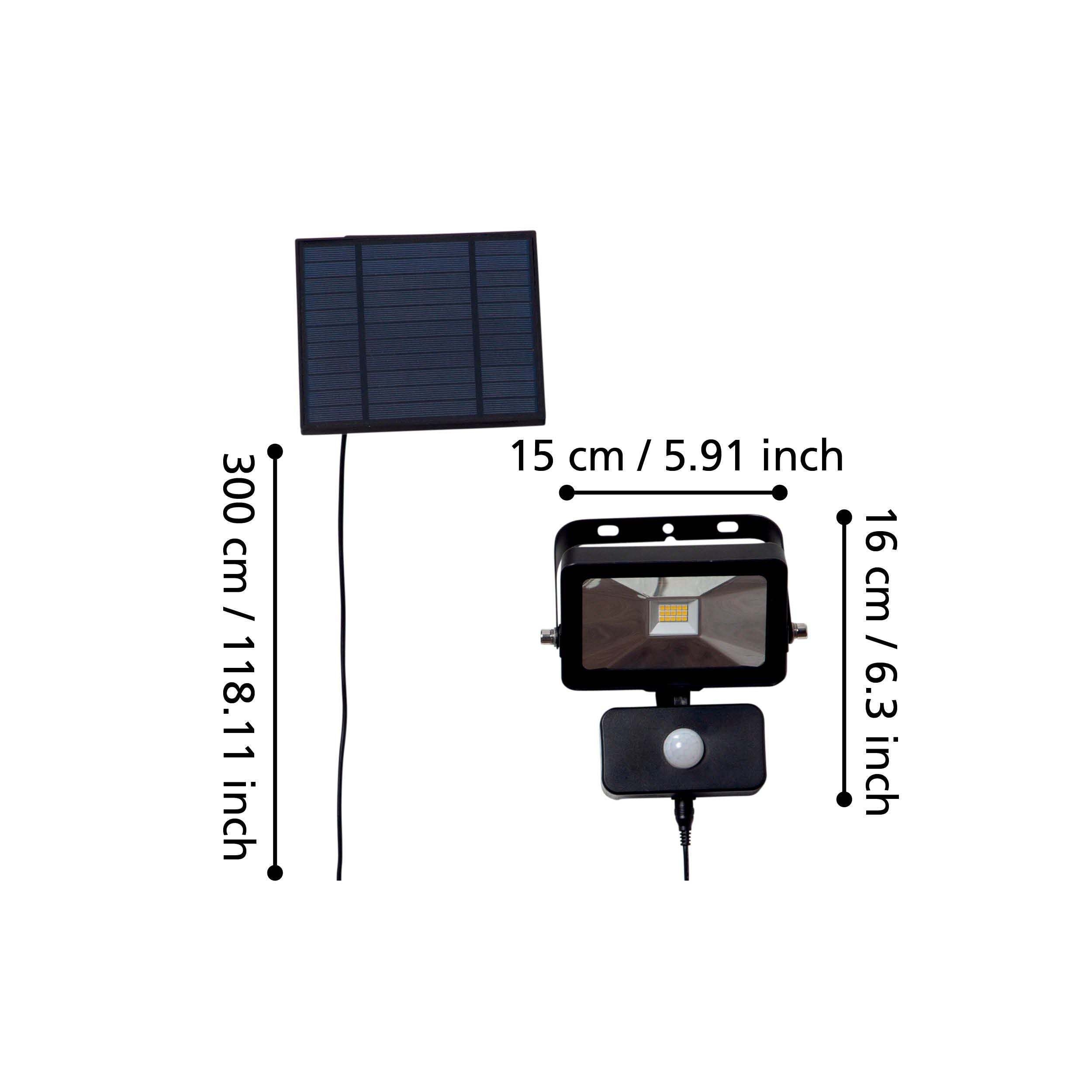 Eglo Villagrappa IP44 Black Solar PIR Ground Spike Flood Light