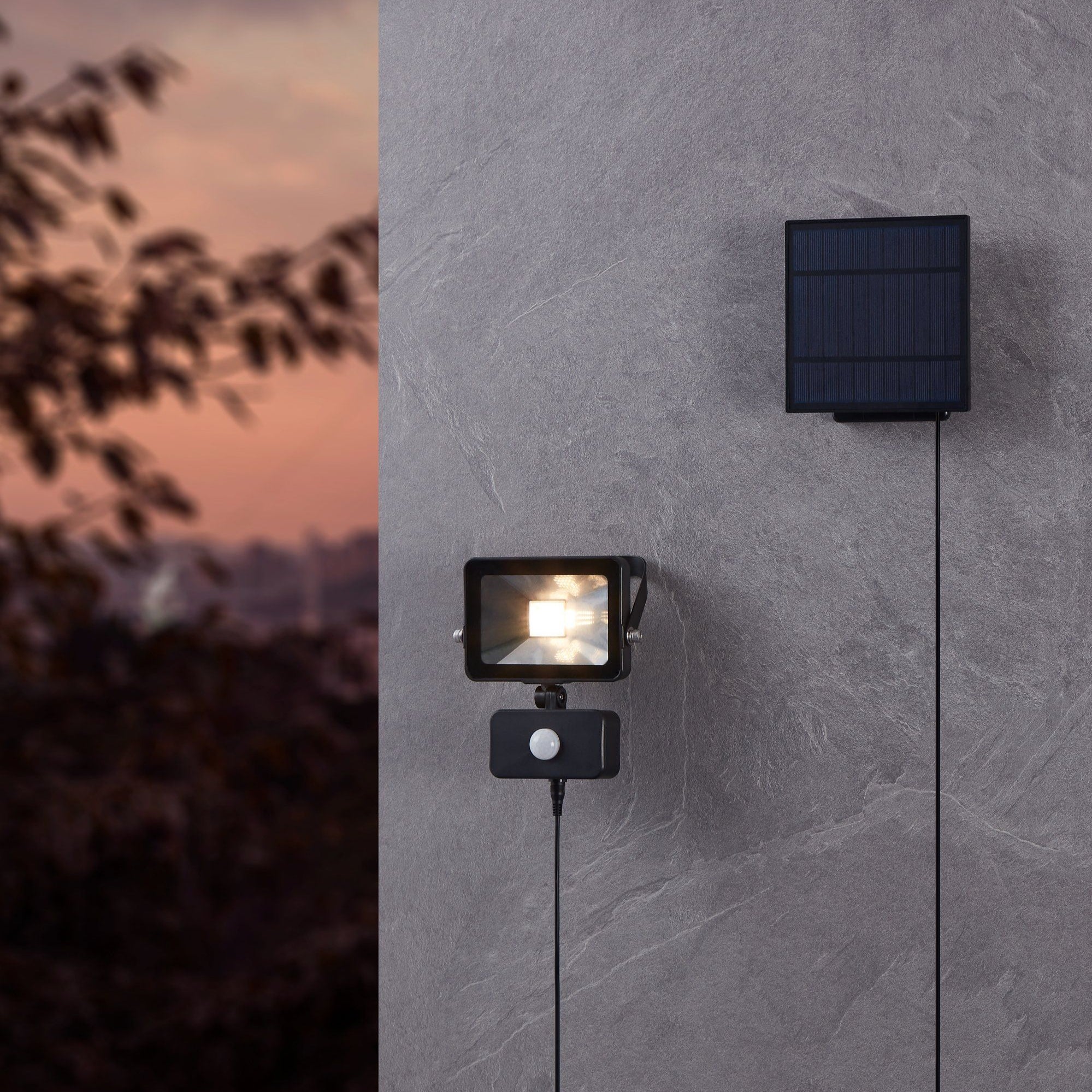 Eglo Villagrappa IP44 Black Solar PIR Ground Spike Flood Light