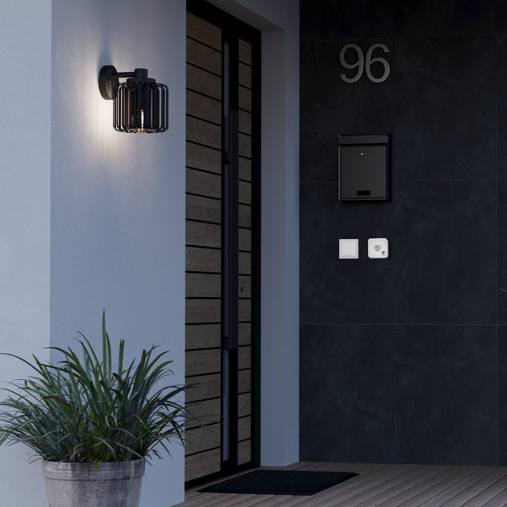 eglo selinus ip65 black outdoor wall light caged shade