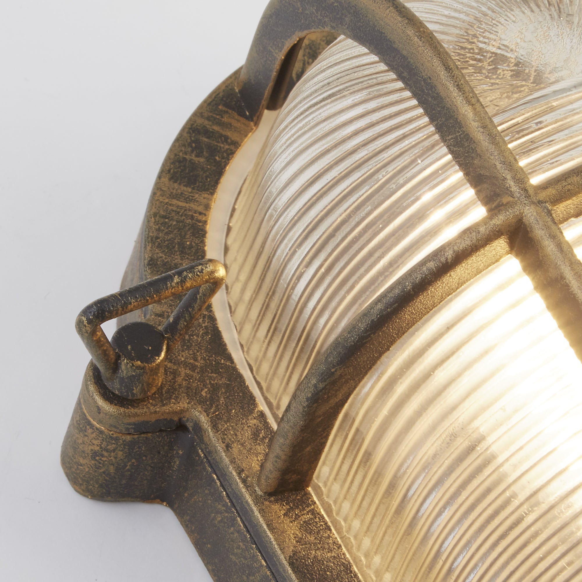 Searchlight Bulkhead Oval Black & Gold Outdoor Wall Light