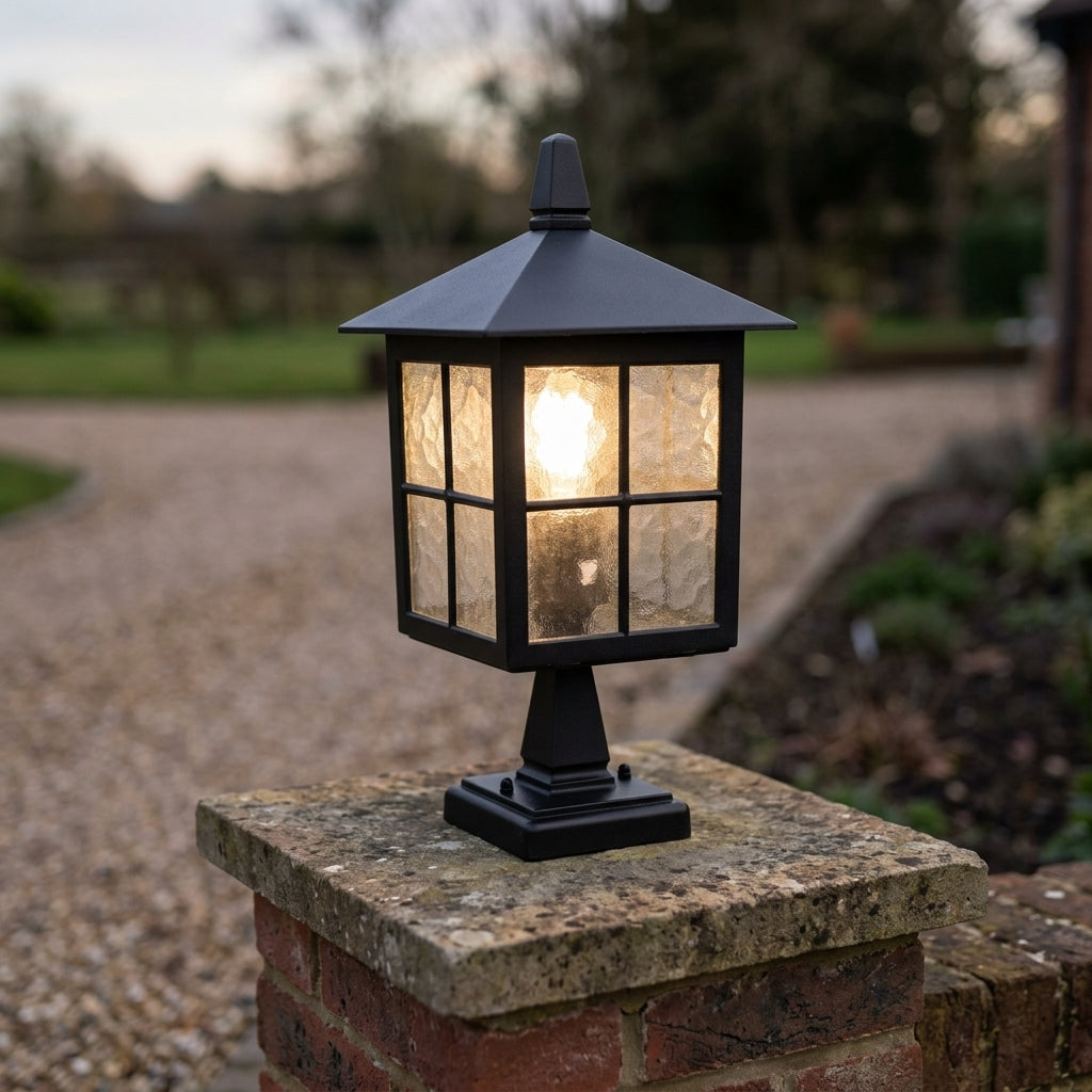 Elstead Winchester Black Finish Outdoor Pedestal Lantern BL25-BLACK