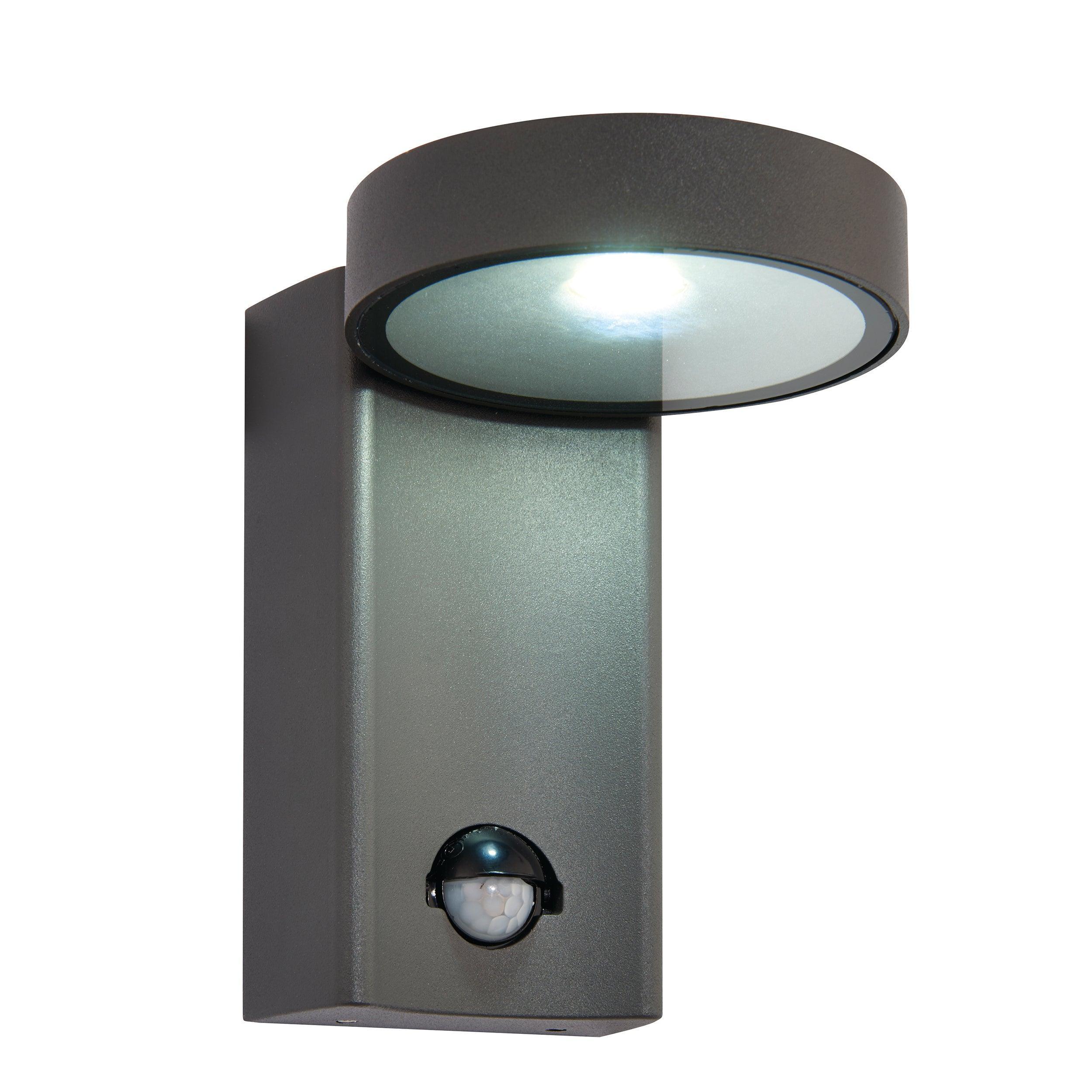 oreti pir sensor led grey outdoor wall light ip44 11 6wby saxby lighting