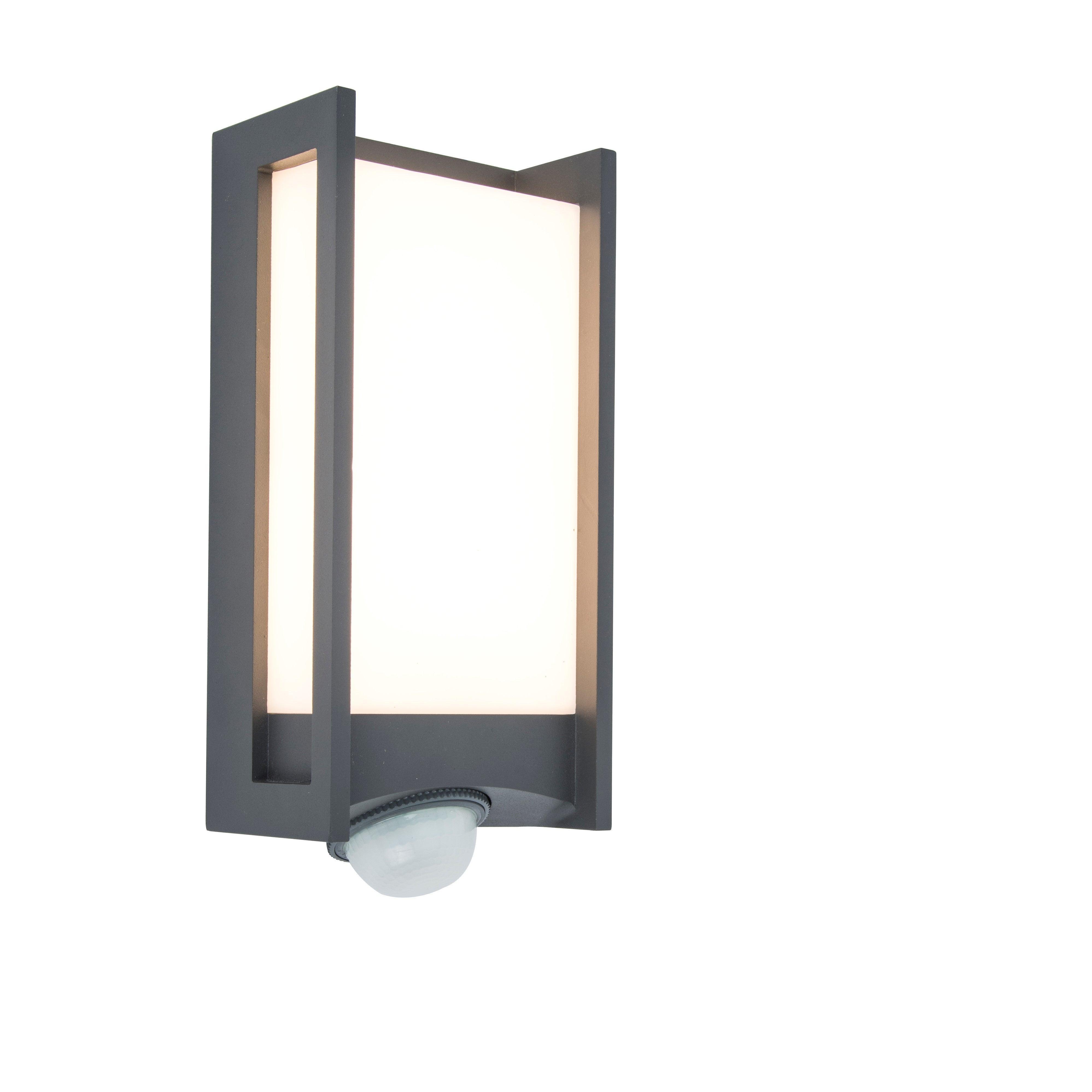 Lutec Qubo PIR Sensor LED Wall Light In Dark Grey-WAREHOUSE-40-200326