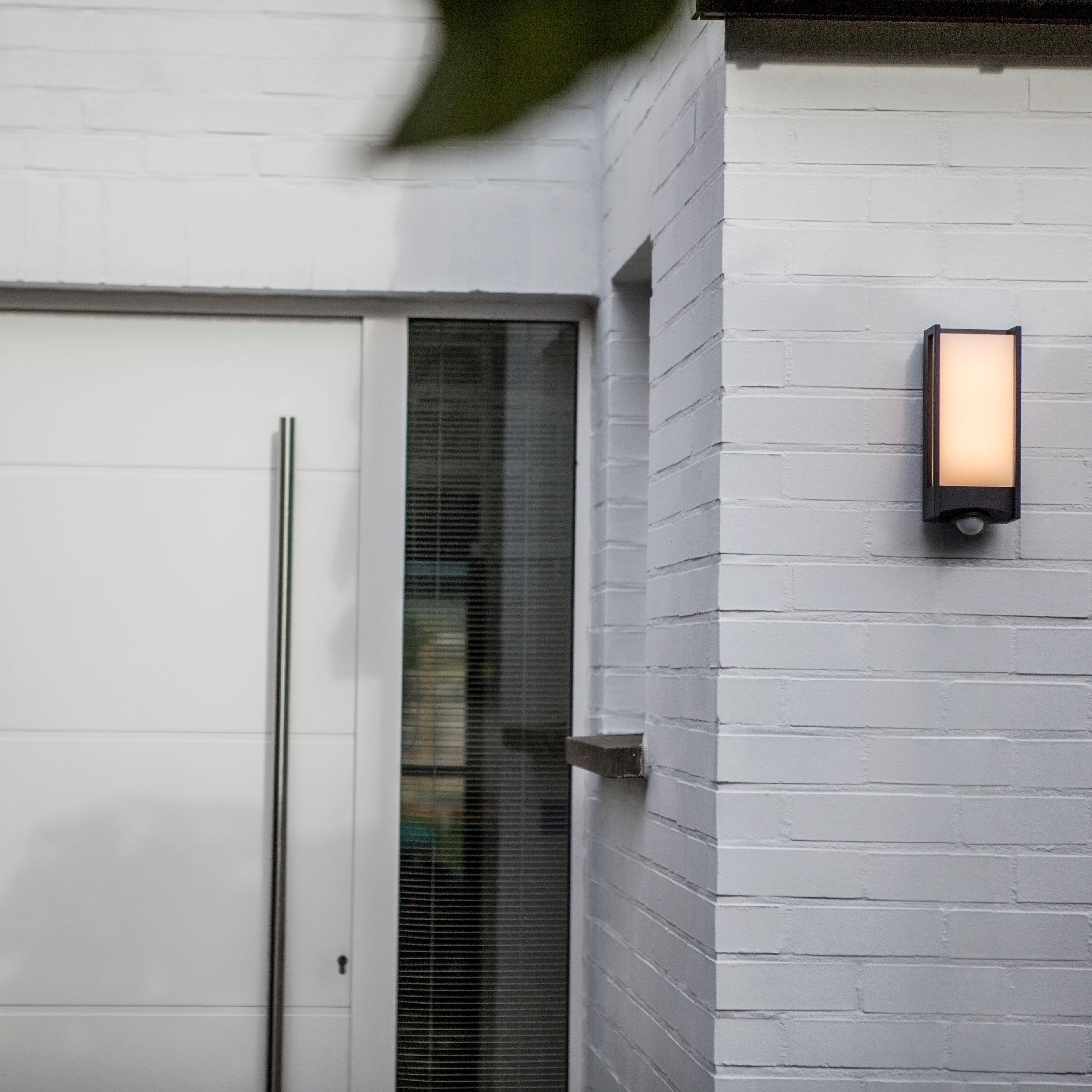 Lutec Qubo PIR Sensor LED Wall Light In Dark Grey-WAREHOUSE-40-200326