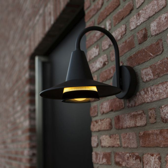 Lutec Swan Outdoor Wall Light – Matt Black (IP54)
