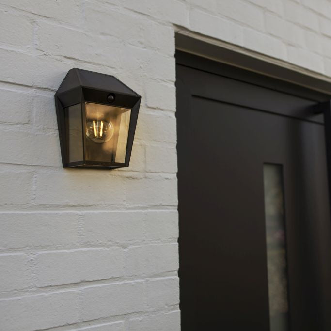 Lutec Avony Solar Outdoor Black Wall Light