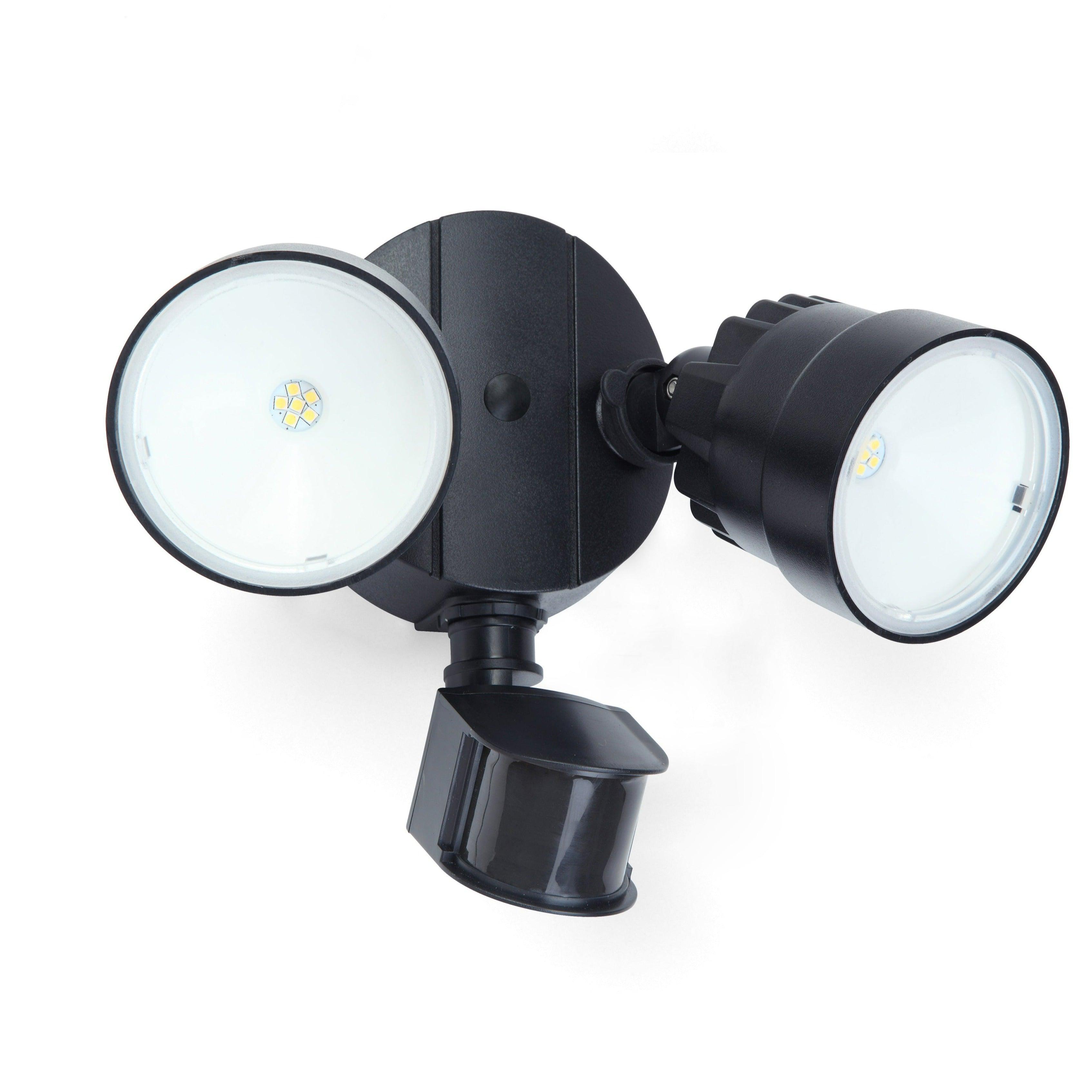 Lutec Shrimp 2 Twin PIR LED Spotlight In Black-WAREHOUSE-40-210426
