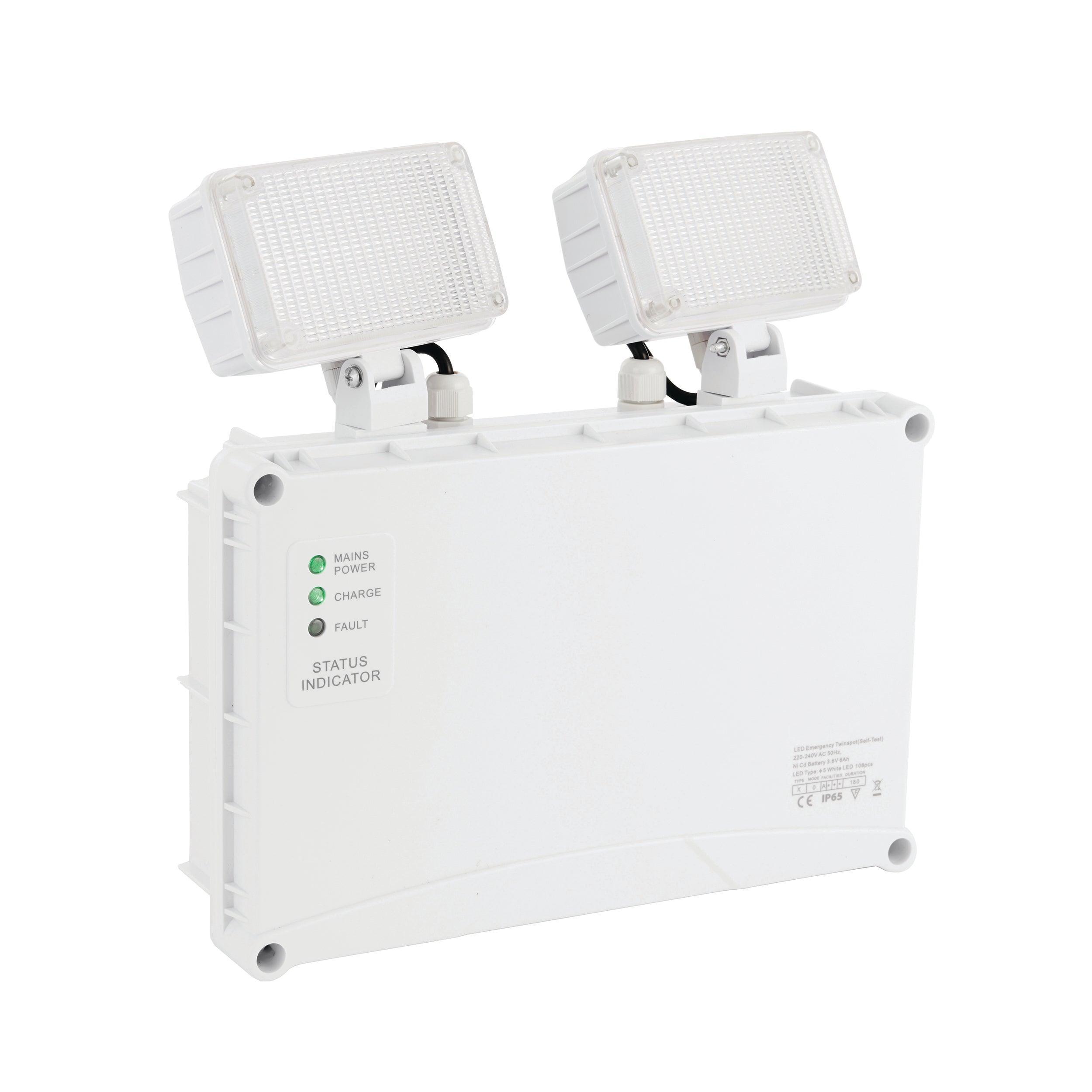 sight twin led spot emergency wall light ip65 3wby Saxby Lighting, close up image