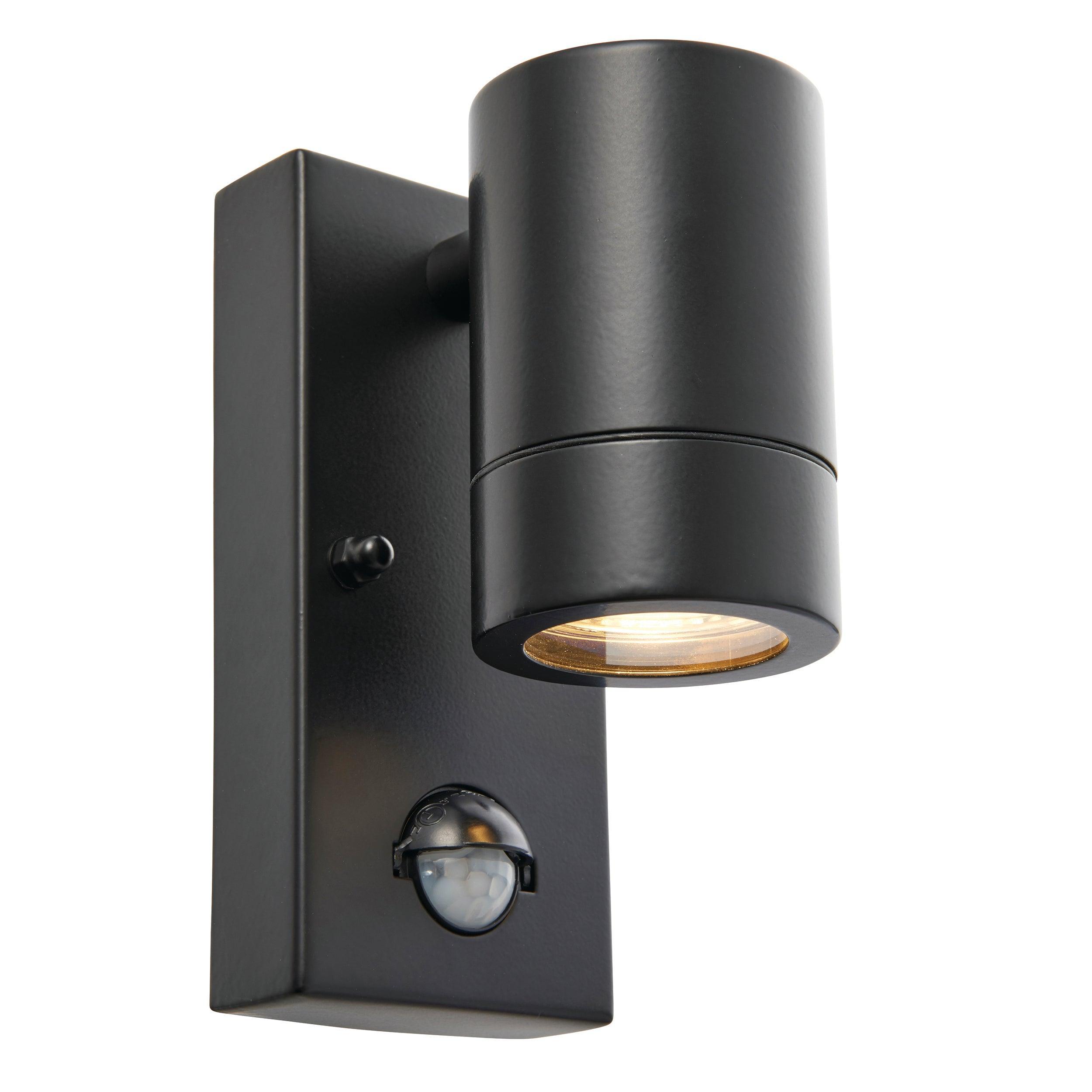 palin pir sensor black outdoor downlight wall light ip44 7wby saxby lighting