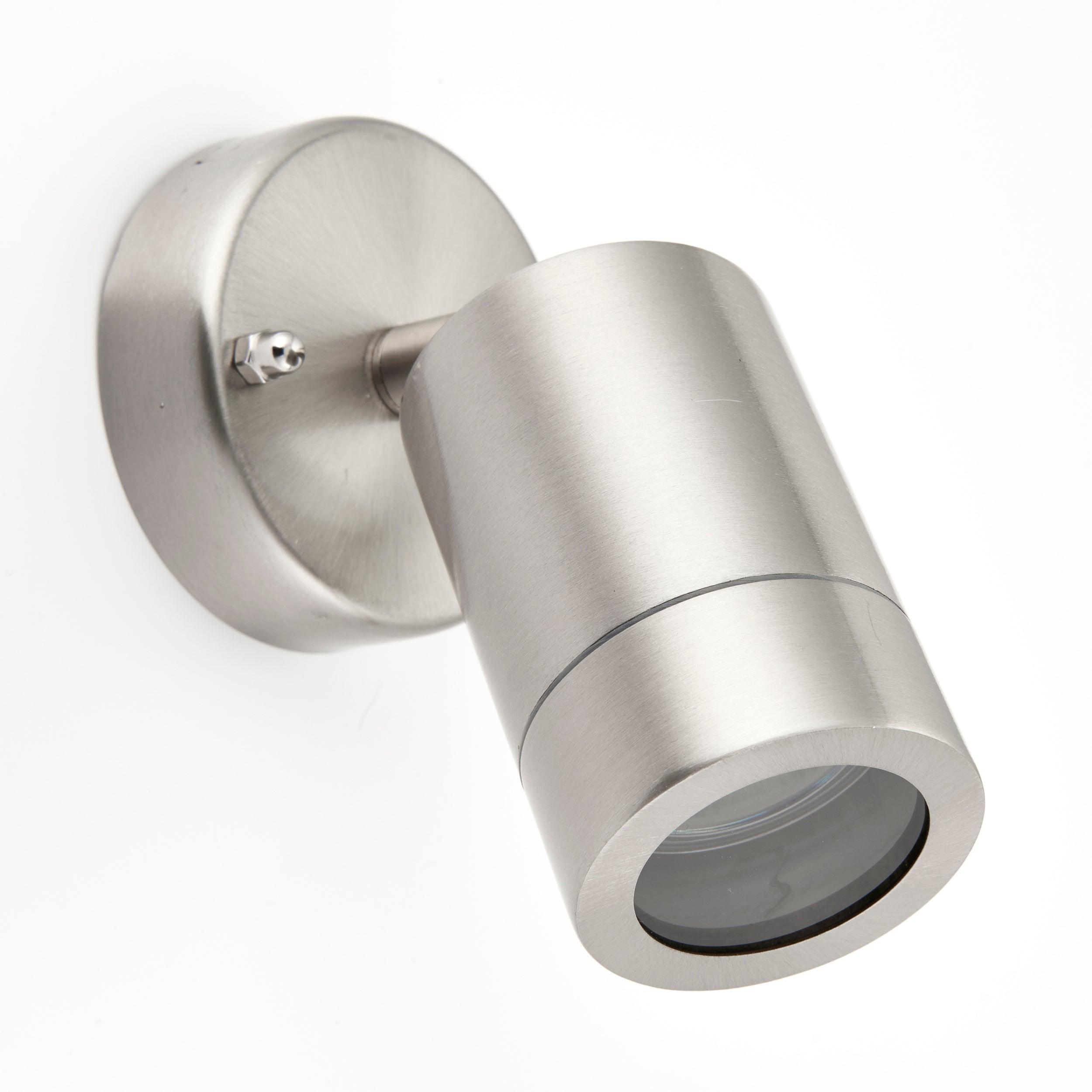 palin steel led outdoor spot wall light ip44 7w by saxby lighting, close up image 120