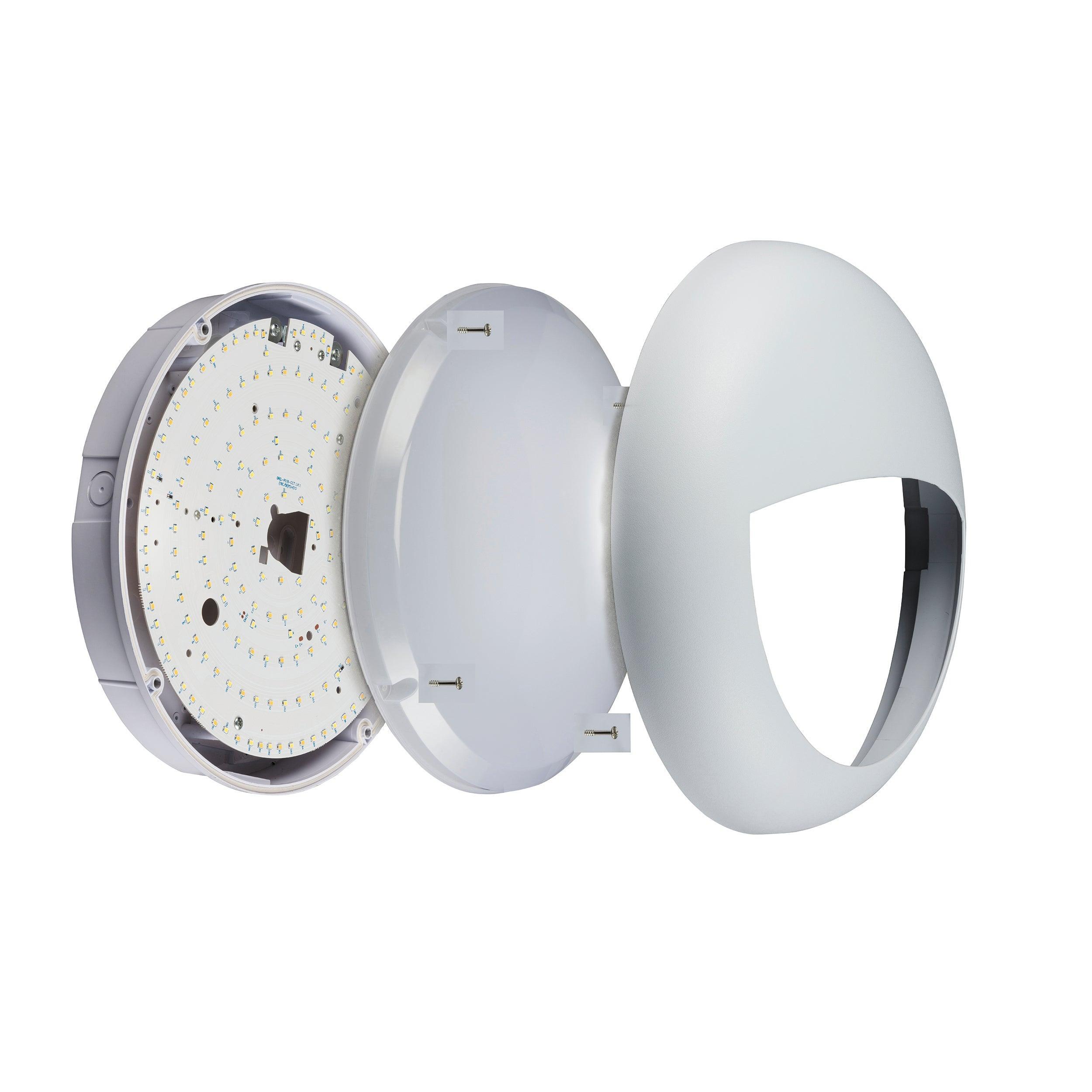 forca white outdoor flush bulkhead light ip65 18w cct by saxby lighting, close up image 90