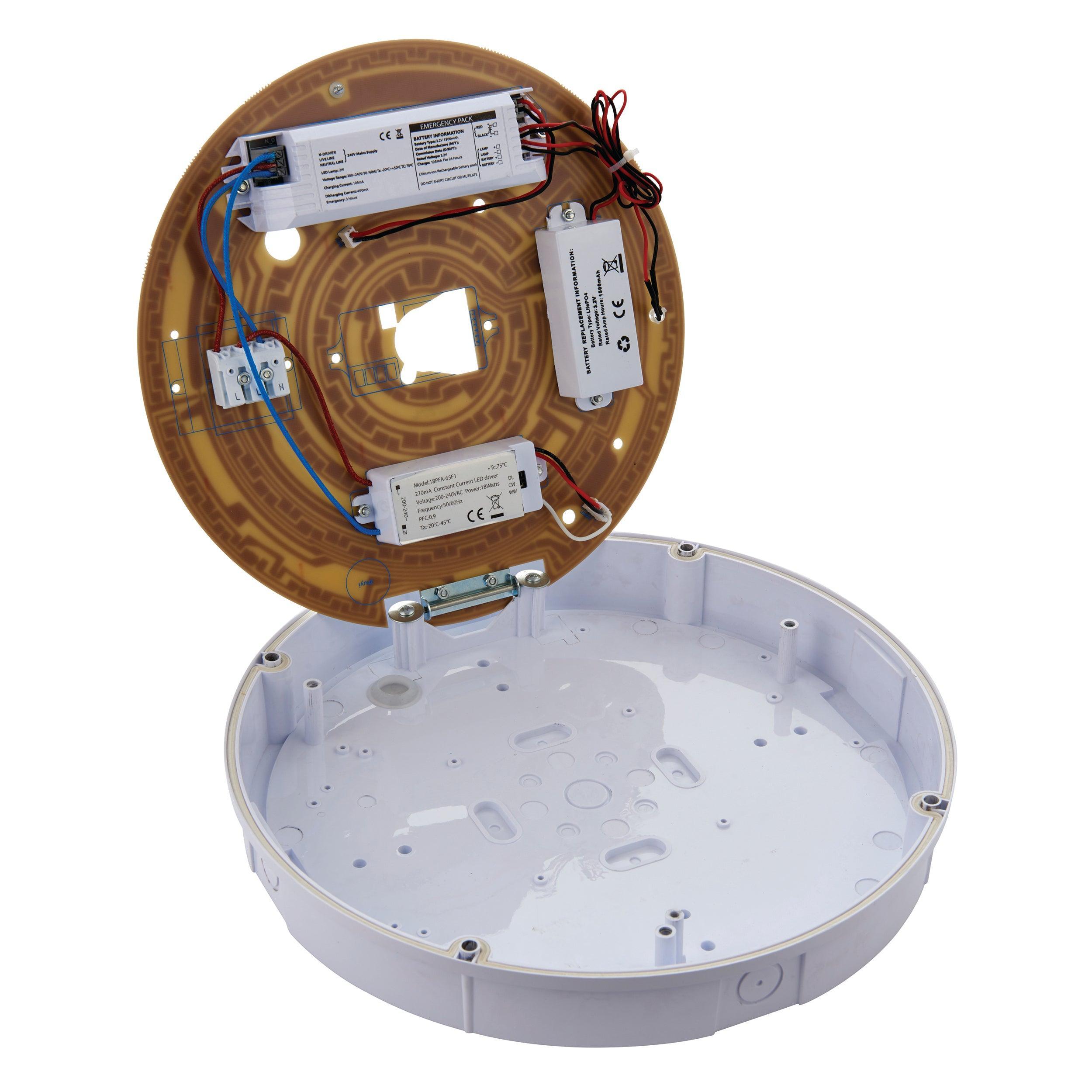 forca colour changing led bulkhead with emergency backup ip65 18w by saxby lighting, close up image 97