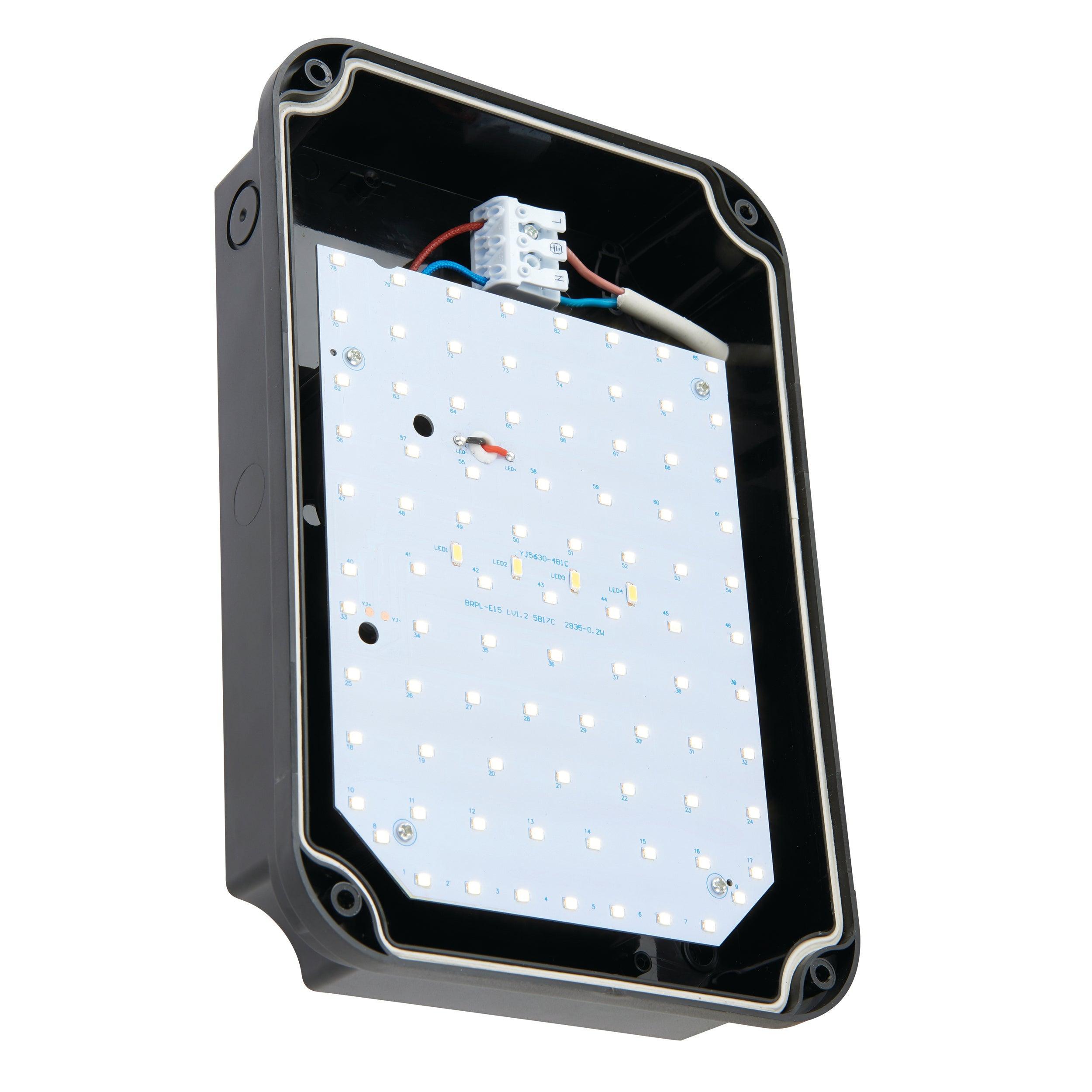 lucca black small led outdoor wall light ip65 15w by saxby lighting, close up image 60