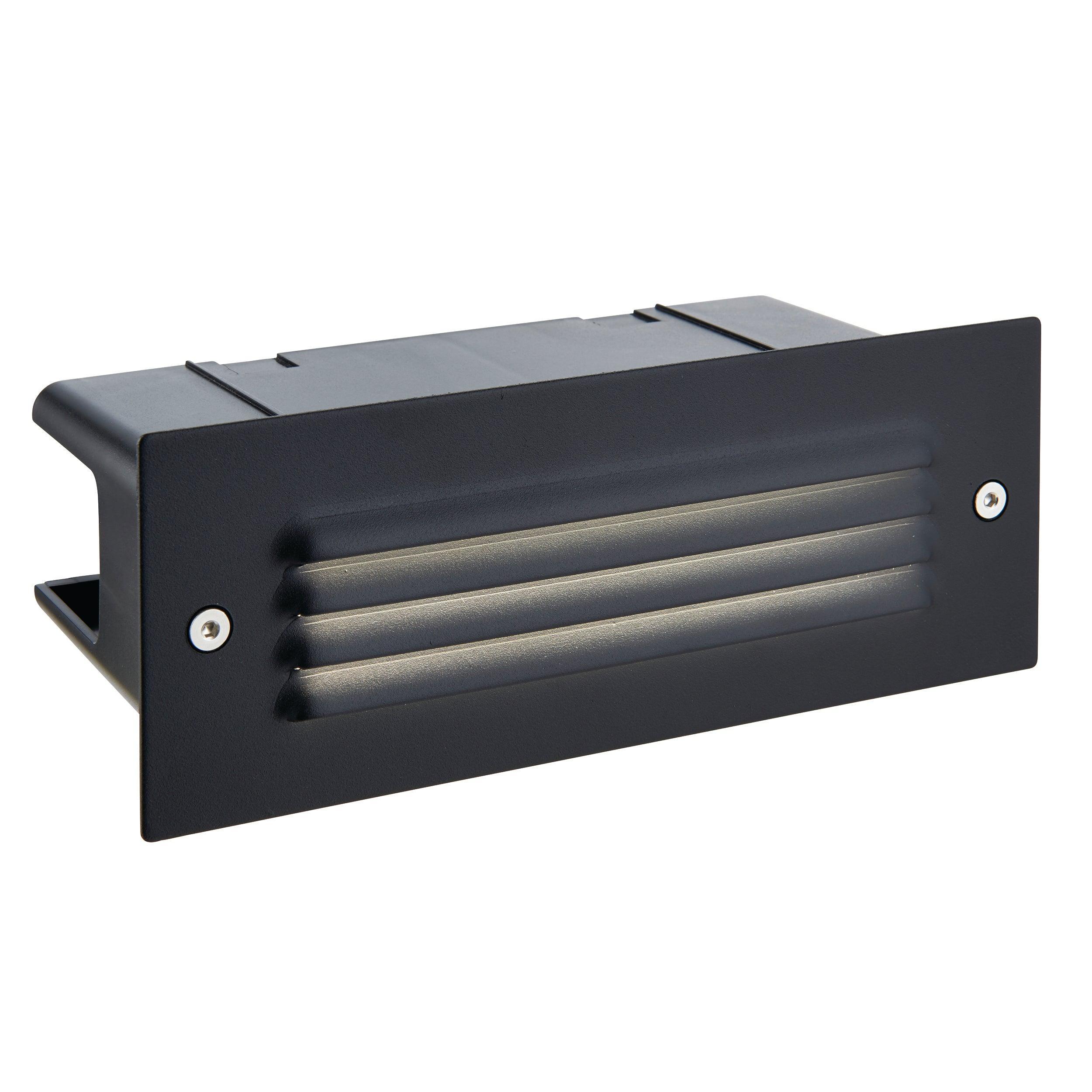 seina louvre black led brick light ip44 3 5w cool whiteby saxby lighting